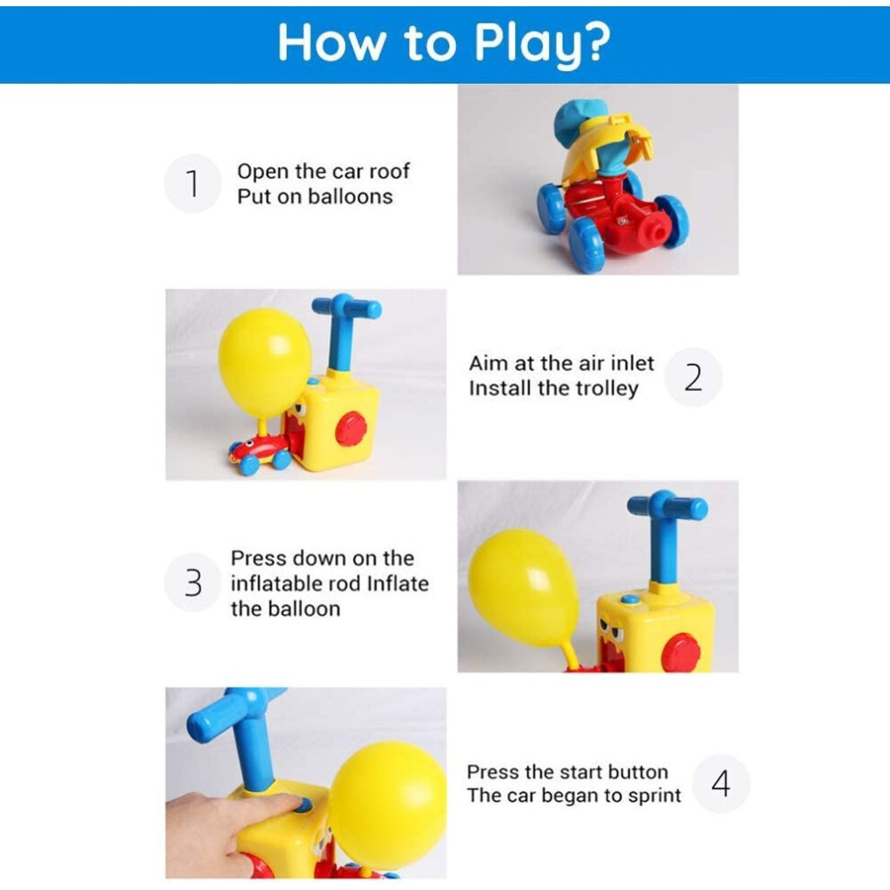 Balloon Powered Car with Launch Pad Toys Air Inertia Balloon Pump Cars