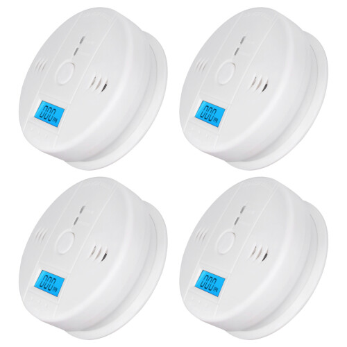 4pcs Warning Carbon Monoxide Alarm Professional Battery Operated High Sensitive