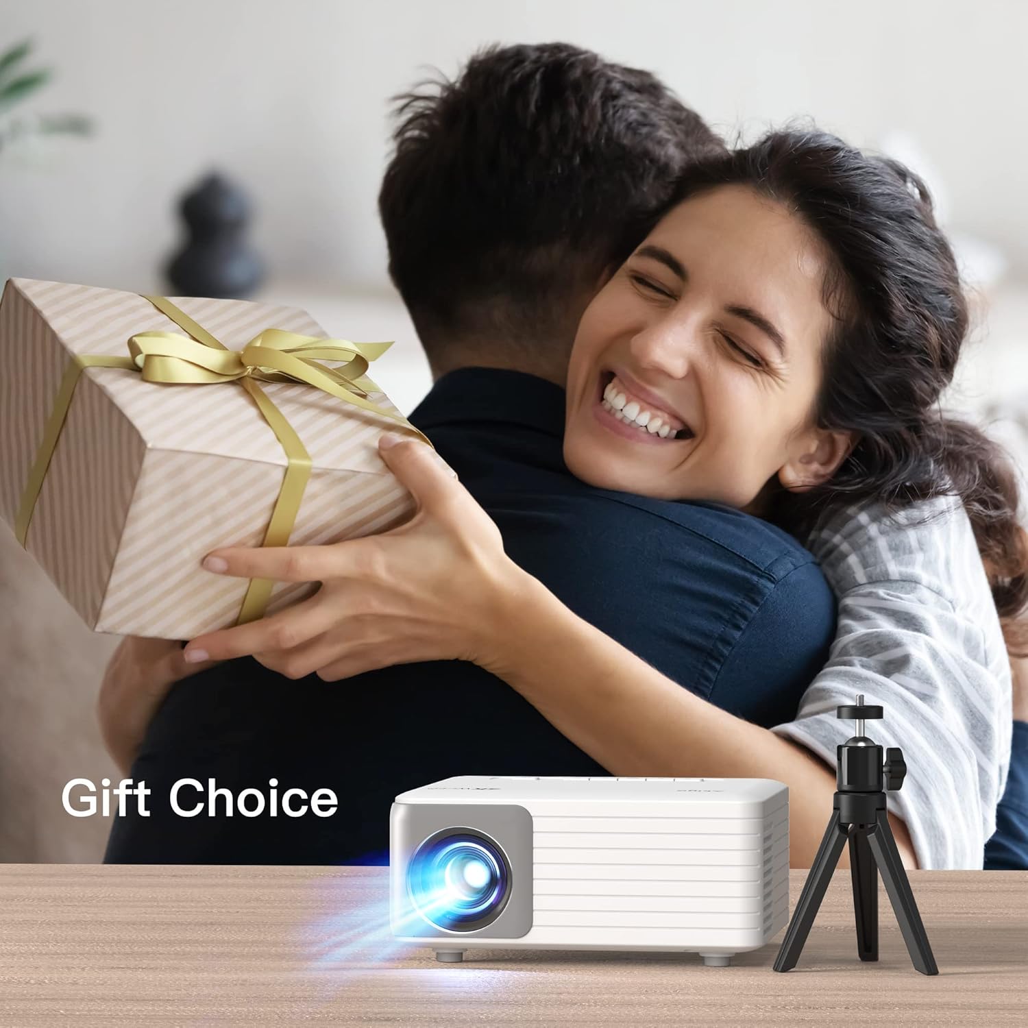 Mini Projector with WiFi Bluetooth Portable Projector Full HD 1080P Support with Tripod Phone Projector for Home Theater Video Projector Compatible with iOS Android HDMI USB Fire Stick PS5