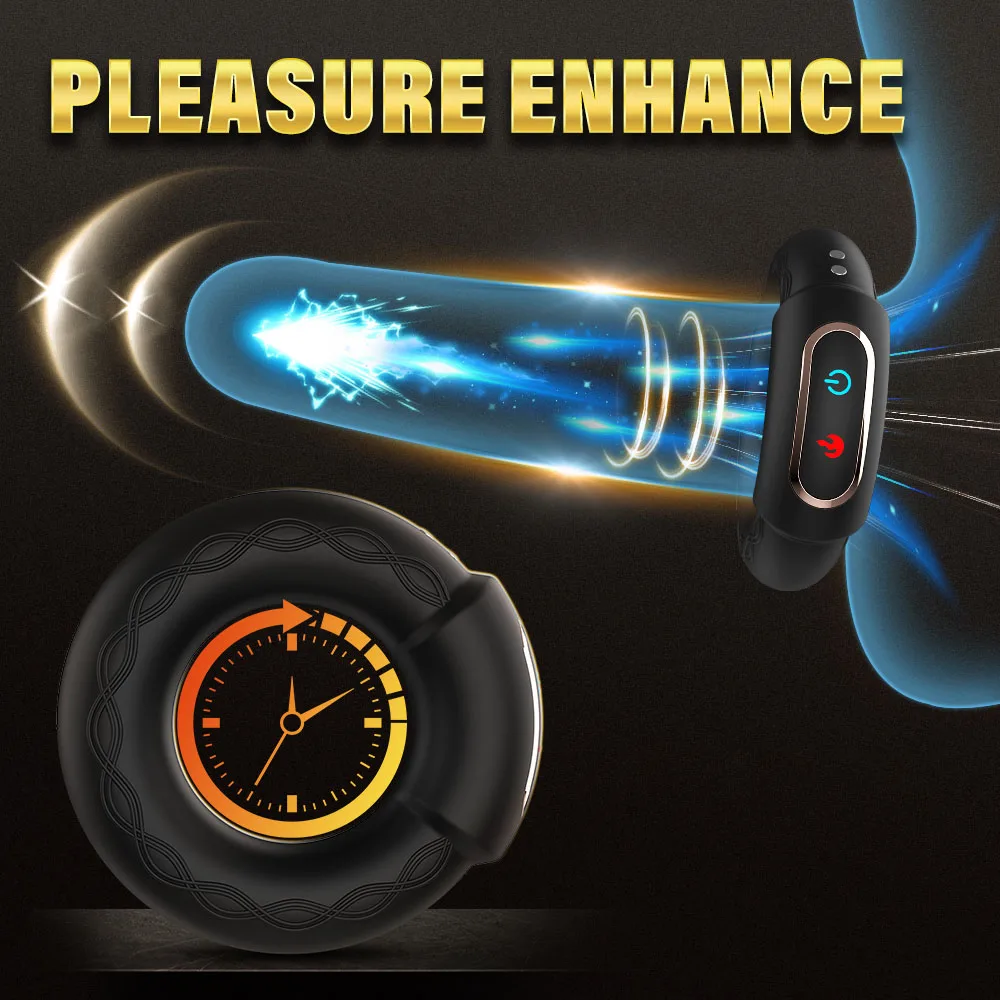 Heating Cock Penis Vibrating Ring for Man Cockrings Male Delay Ejaculation Massager Long Lasting Erection Masturbating Adult Sex Toy Vibrator For Men