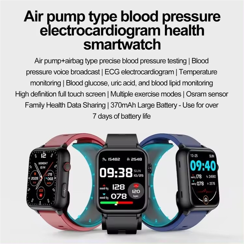 Smart Watch Medical Grade Air Pump Air Bag Blood Pressure Non-invasive Blood Sugar ECG Health Monitor Men Women Smartwatch