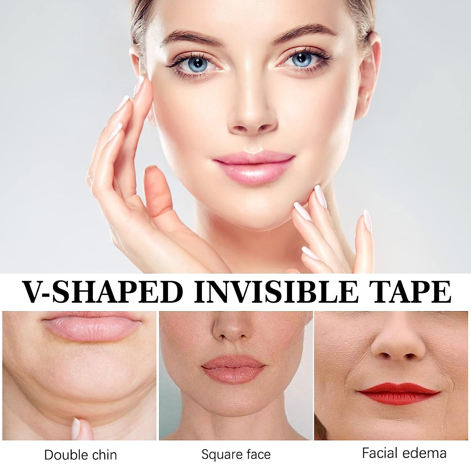 Facelift Tape for Face V-Shape Invisible Tape Facial Lift Sticker Ultra Thin Double Chin Reducer for Neck Jowls Face Sagging Face Lifting