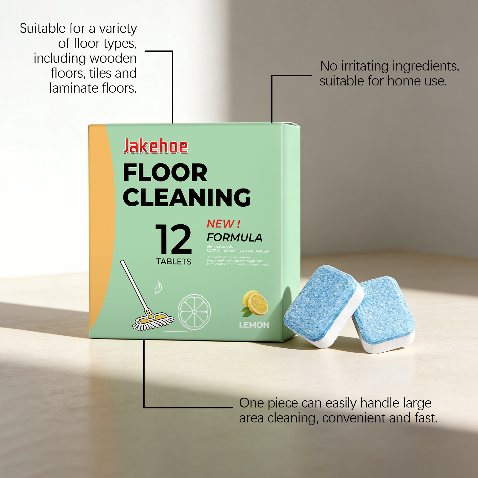 12Pc/box Floor Cleaner Stain Dust Scrub Tabs Scented Dissolvable Cleaning Tablets for Hardwood Tile Toilet Bathroom Home Kitchen ﻿