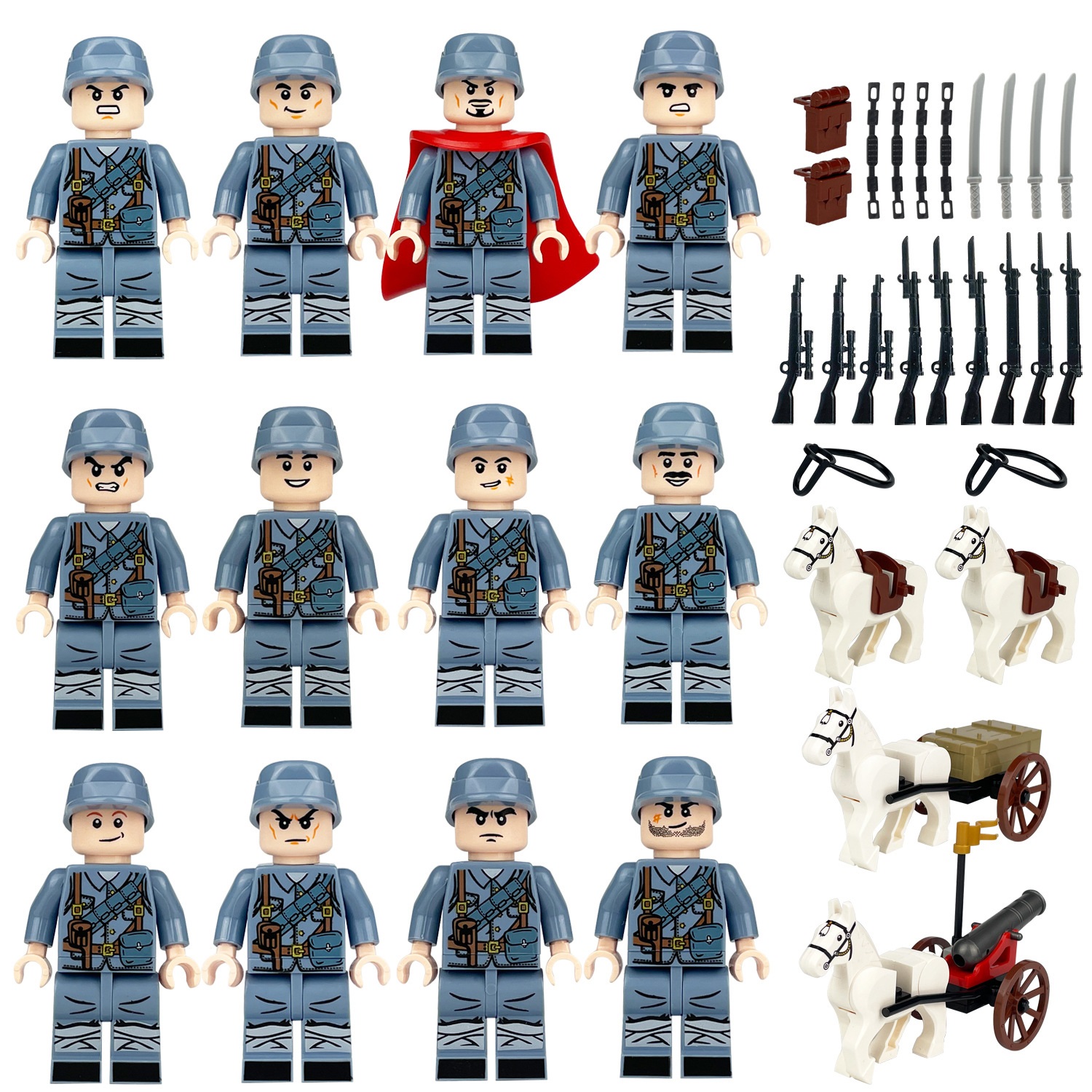 (Army C) Toy Soldiers Army Building Blocks Set Military Figures with Weapons Eighth Route Army Mini Figures Role Play Best Gifts for Kids