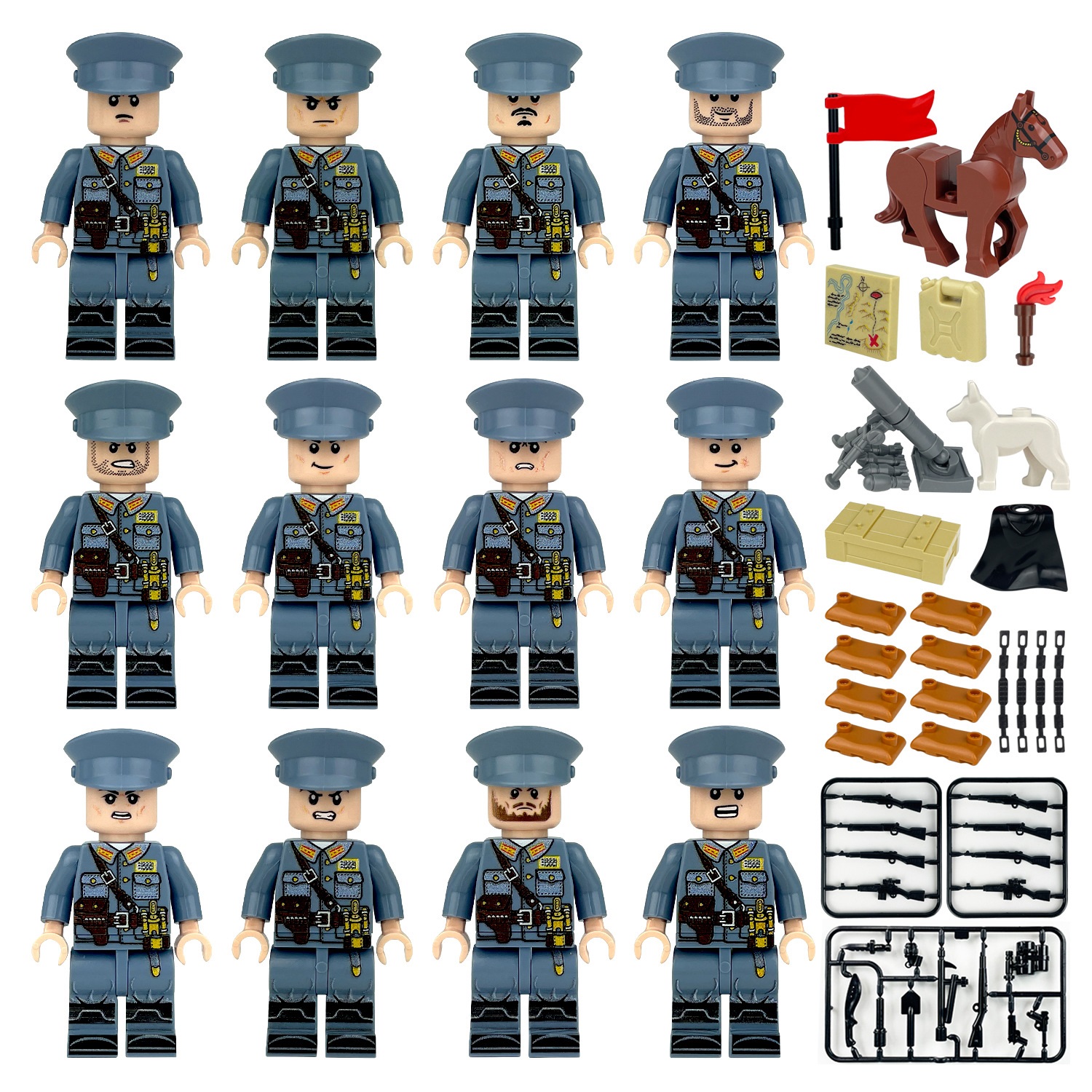 (Army C) Toy Soldiers Army Building Blocks Set Military Figures with Weapons Eighth Route Army Mini Figures Role Play Best Gifts for Kids