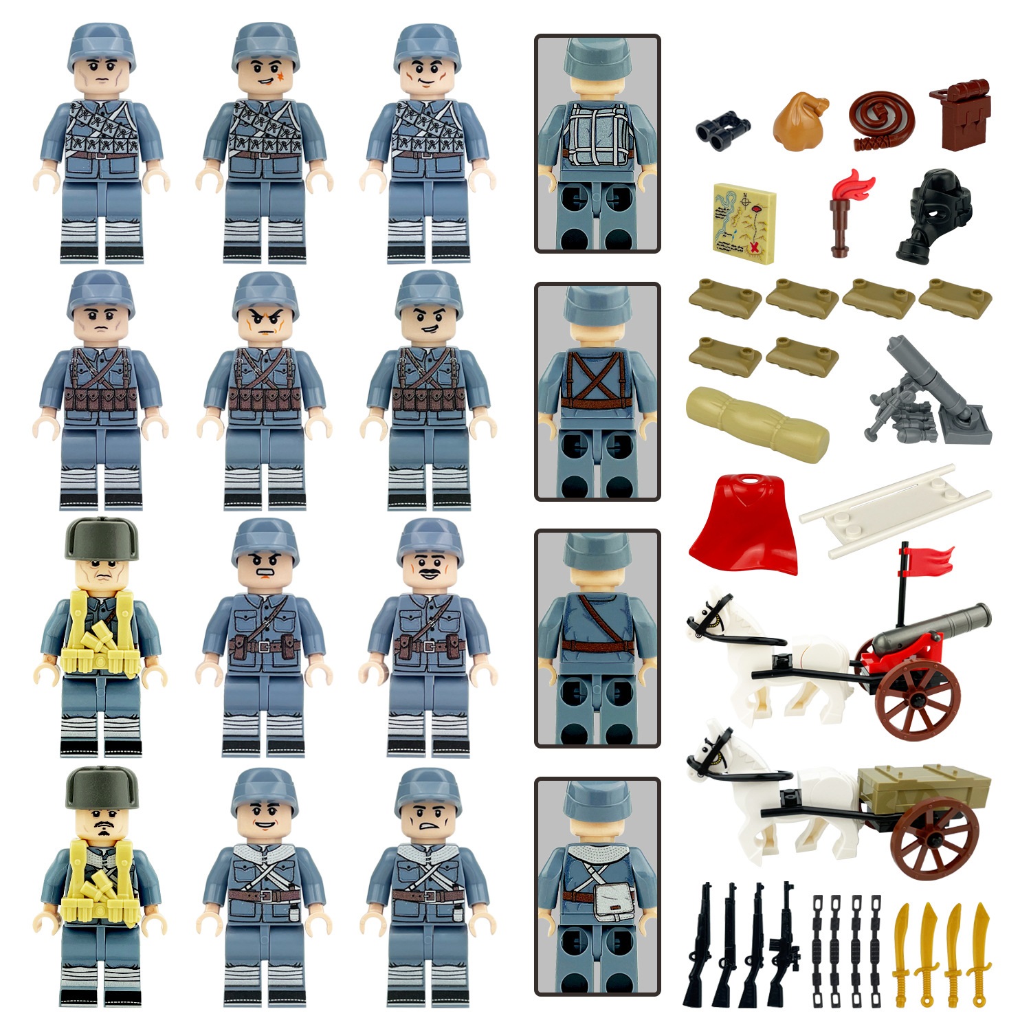 (Army C) Toy Soldiers Army Building Blocks Set Military Figures with Weapons Eighth Route Army Mini Figures Role Play Best Gifts for Kids