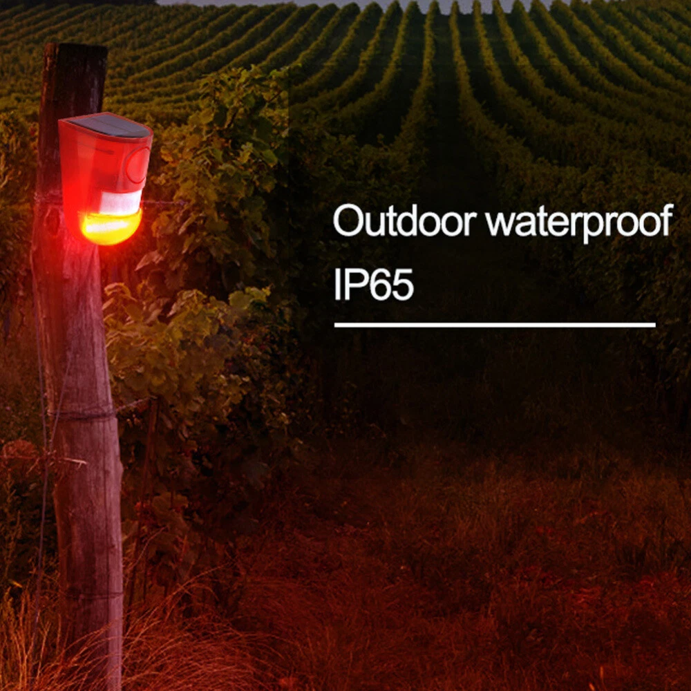 Solar Power LED Alarm Light Strobe Lamp Wireless Motion Sensor Detector UK