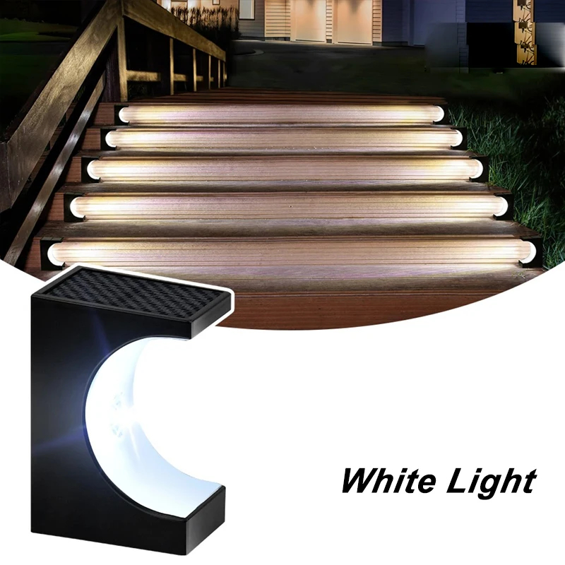 (Warm White) Solar LED Step Lamp Outdoor IP65 Waterproof Stair Light for Patio Fence Garden Garage Yard Porch Balcony Decor