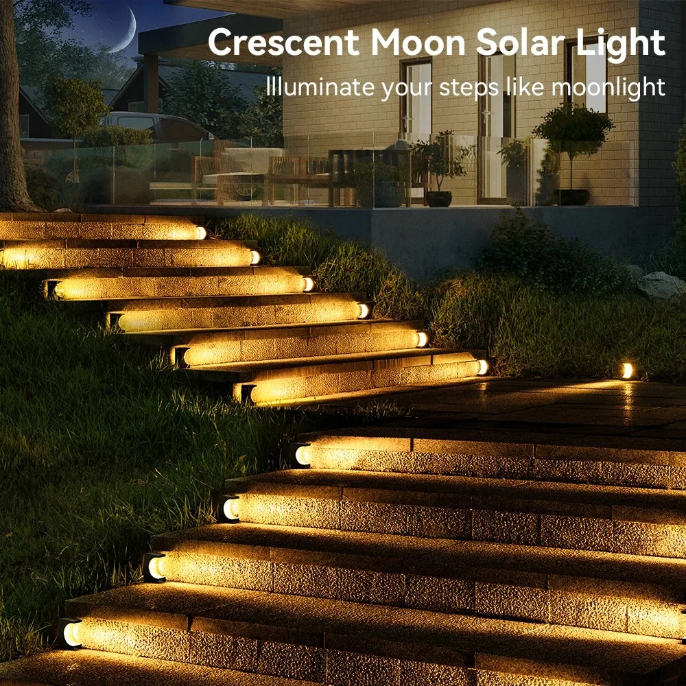 (Warm White) Solar LED Step Lamp Outdoor IP65 Waterproof Stair Light for Patio Fence Garden Garage Yard Porch Balcony Decor
