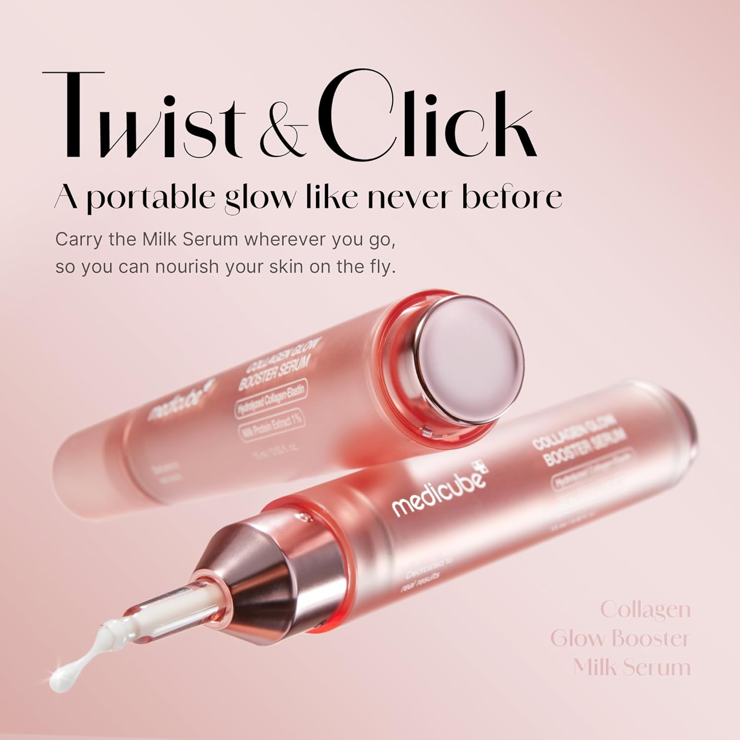 Medicube Collagen Glow Booster Milk Serum Twist Click Radiance Hydration Niacinamide Milk Hydrolyzed Collagen Illuminates Firms Skin Korean Skin Care 15ml