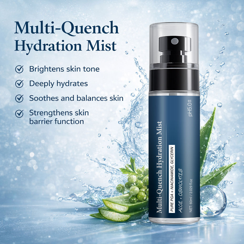 Multi Effect Hydrating Mist 60ml Refreshing Moisturising Facial Spray for Daily Skin Care Natural 60mlV
