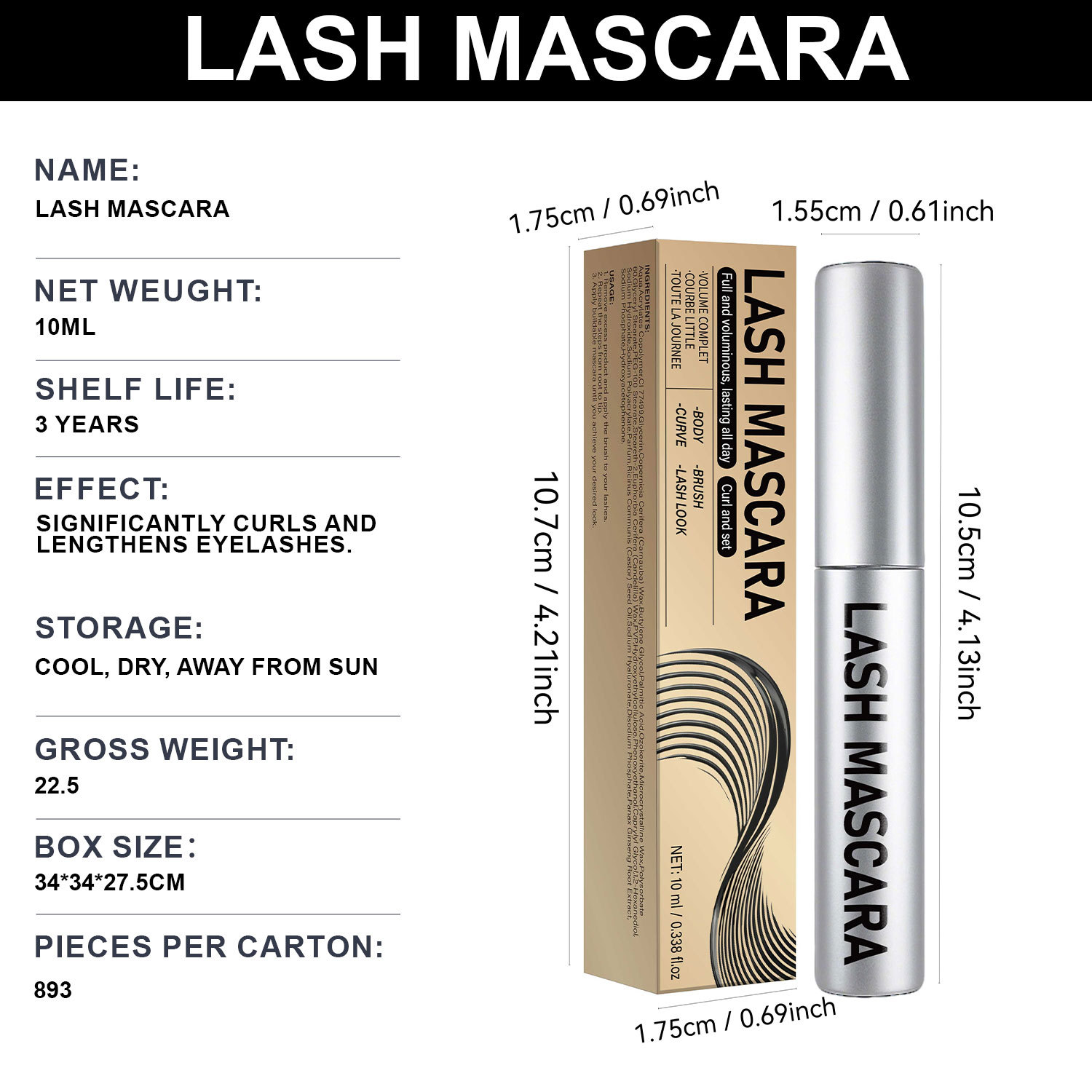 Volumizing Curling Lengthening Mascara For Natural Full Lashes Daily Eye Makeup Primer