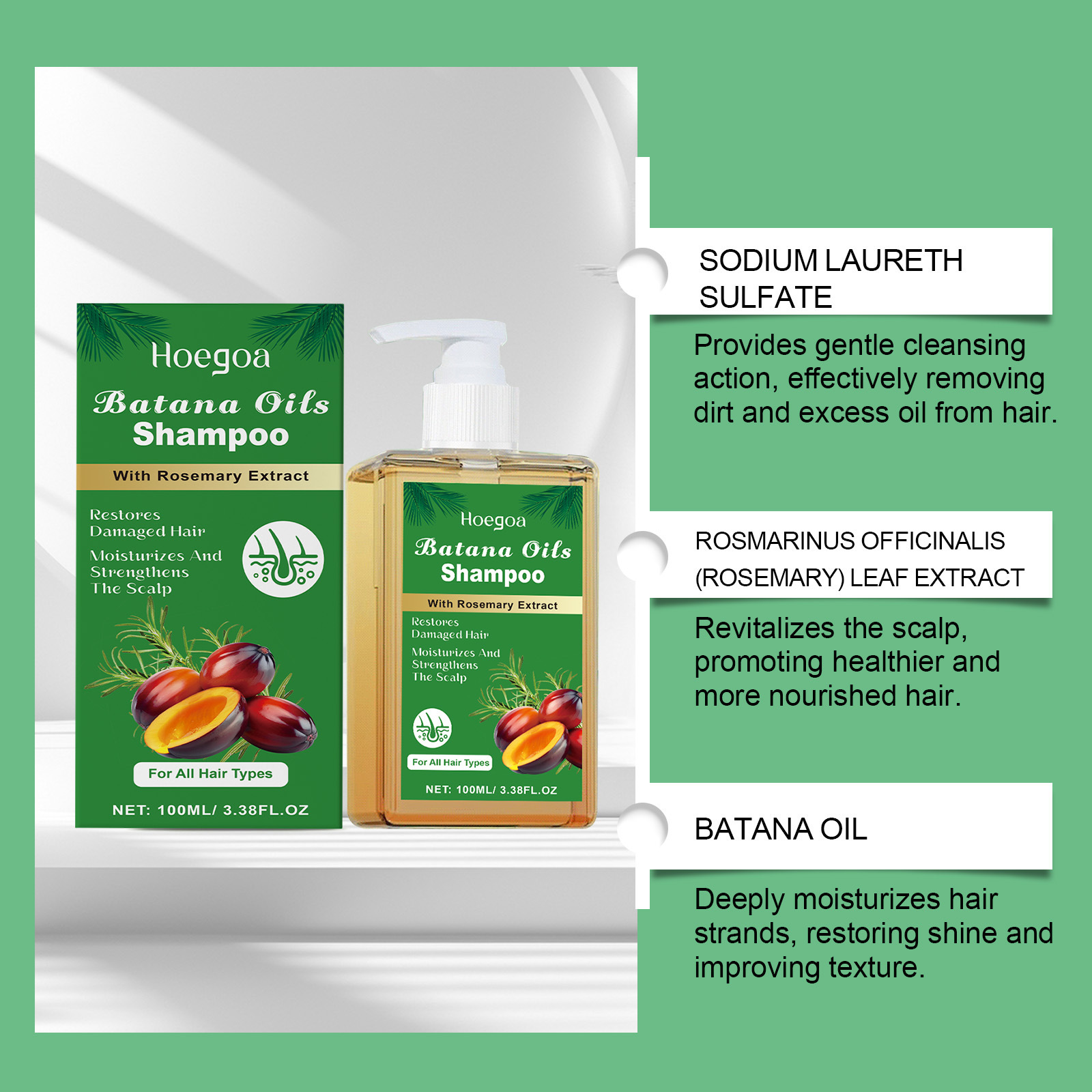 Batana Oil Shampoo With Rosemary For Gentle Cleansing Nourishing Softening Scalp And Hair Daily Care