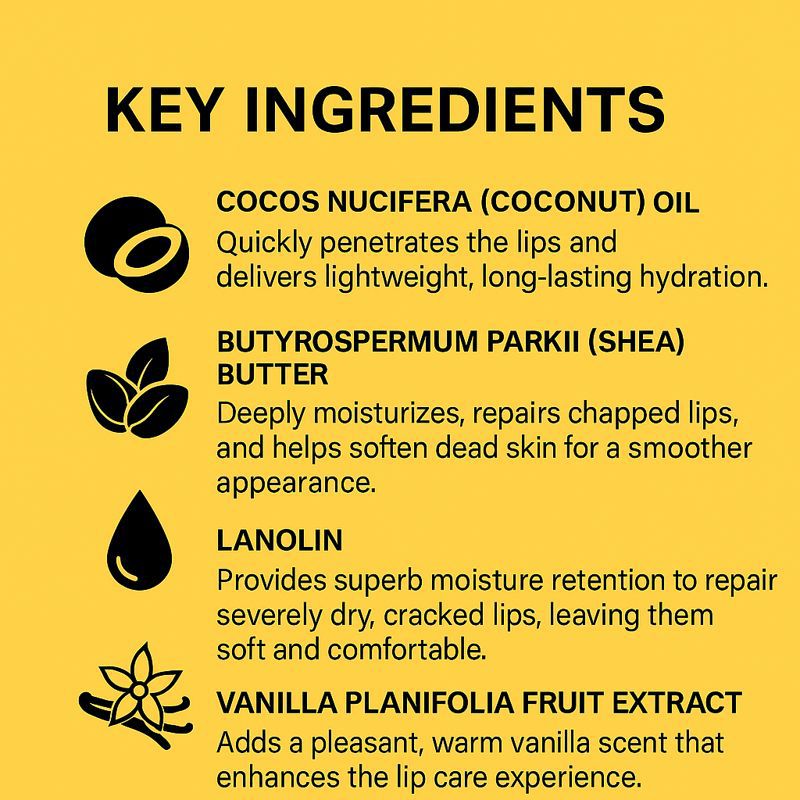 Vanilla Lip Balm Moisturizing Nourishing Softening For Dry Chapped Lips Daily Essential Care Treatment 5g