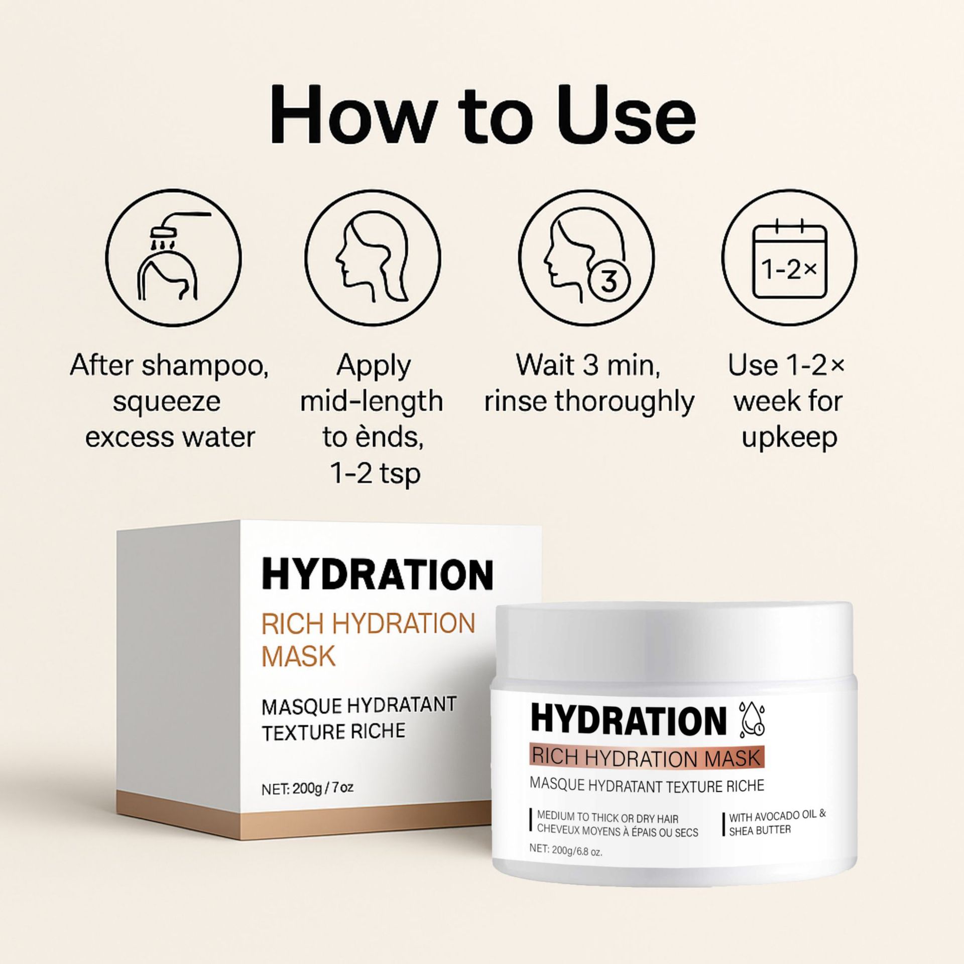 Rich Moisturizing Hair Mask With Cuticle Seal Tech Omega Oil Blend And Shea Butter For Deep Nourishing Anti Frizz Daily Repair Treatment