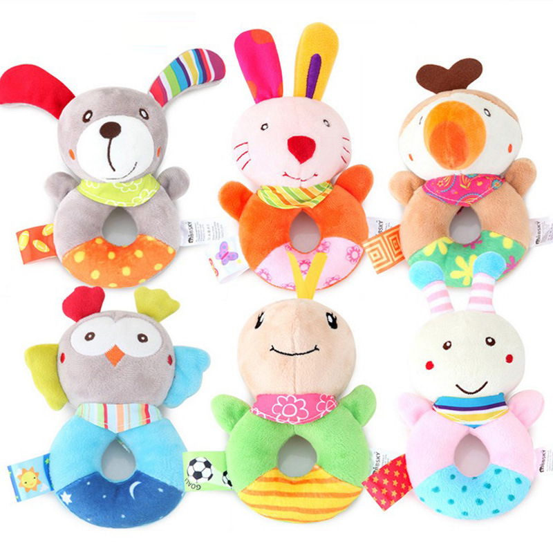 (2 parrot 801) Baby Plush Rattle Cartoon Animals Crib Mobile Bed Bell Toys 0-12 Months Infant Toddler Early Educational Toy for Newborn  Gifts