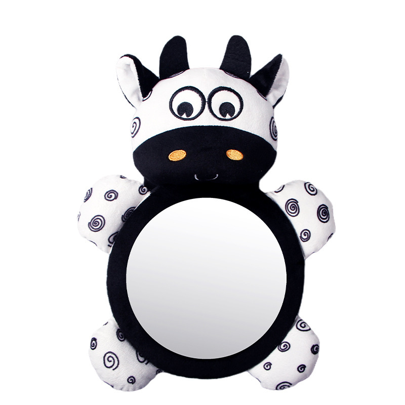 (GY) Baby Mirror Toys Multi-Function High Contrast Black and White Baby Toy Infant Soft Mirror Tummy Time Easy to Install Infant Toys