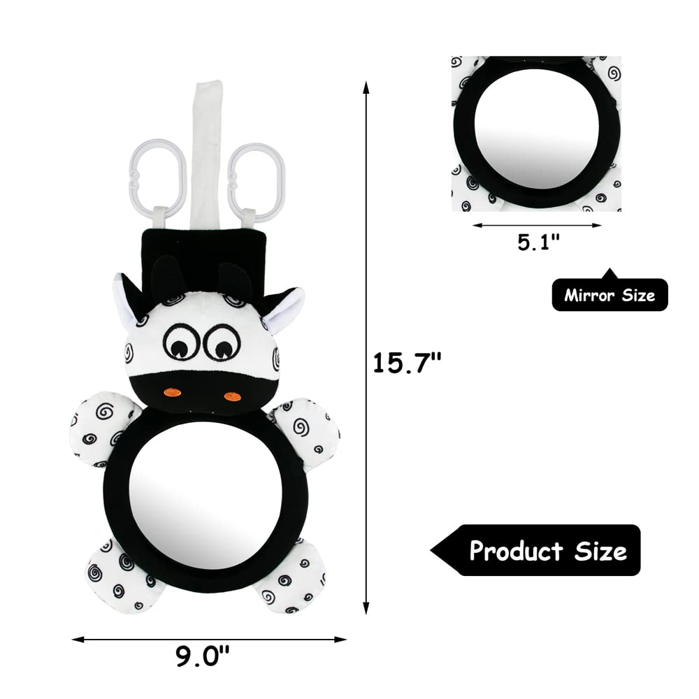 (GY) Baby Mirror Toys Multi-Function High Contrast Black and White Baby Toy Infant Soft Mirror Tummy Time Easy to Install Infant Toys