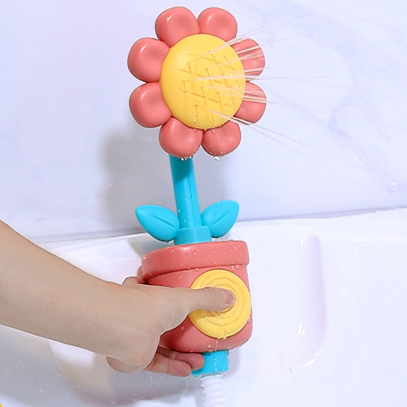 (YL) Baby Shower Bath Toy Sprinkler Head Spray Water Shower Swim Pool Bathing Bath Ball With sunflower Manual Device For Kids Gift