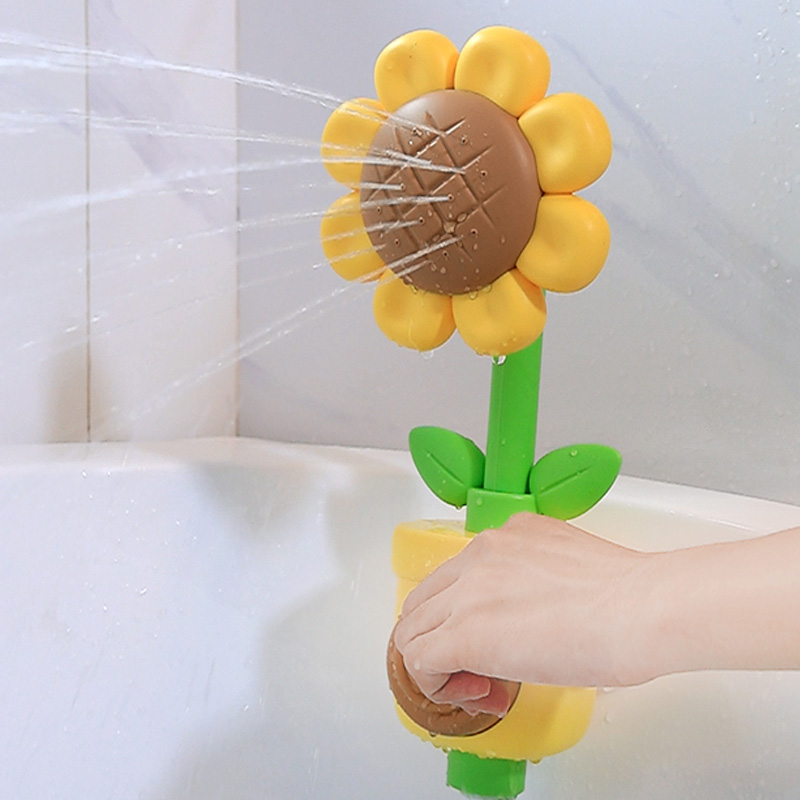 (YL) Baby Shower Bath Toy Sprinkler Head Spray Water Shower Swim Pool Bathing Bath Ball With sunflower Manual Device For Kids Gift