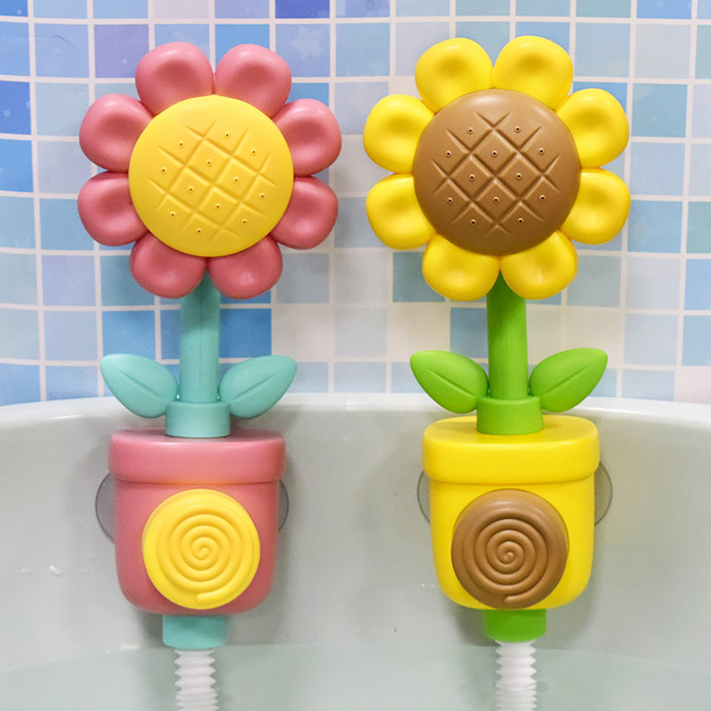 (YL) Baby Shower Bath Toy Sprinkler Head Spray Water Shower Swim Pool Bathing Bath Ball With sunflower Manual Device For Kids Gift