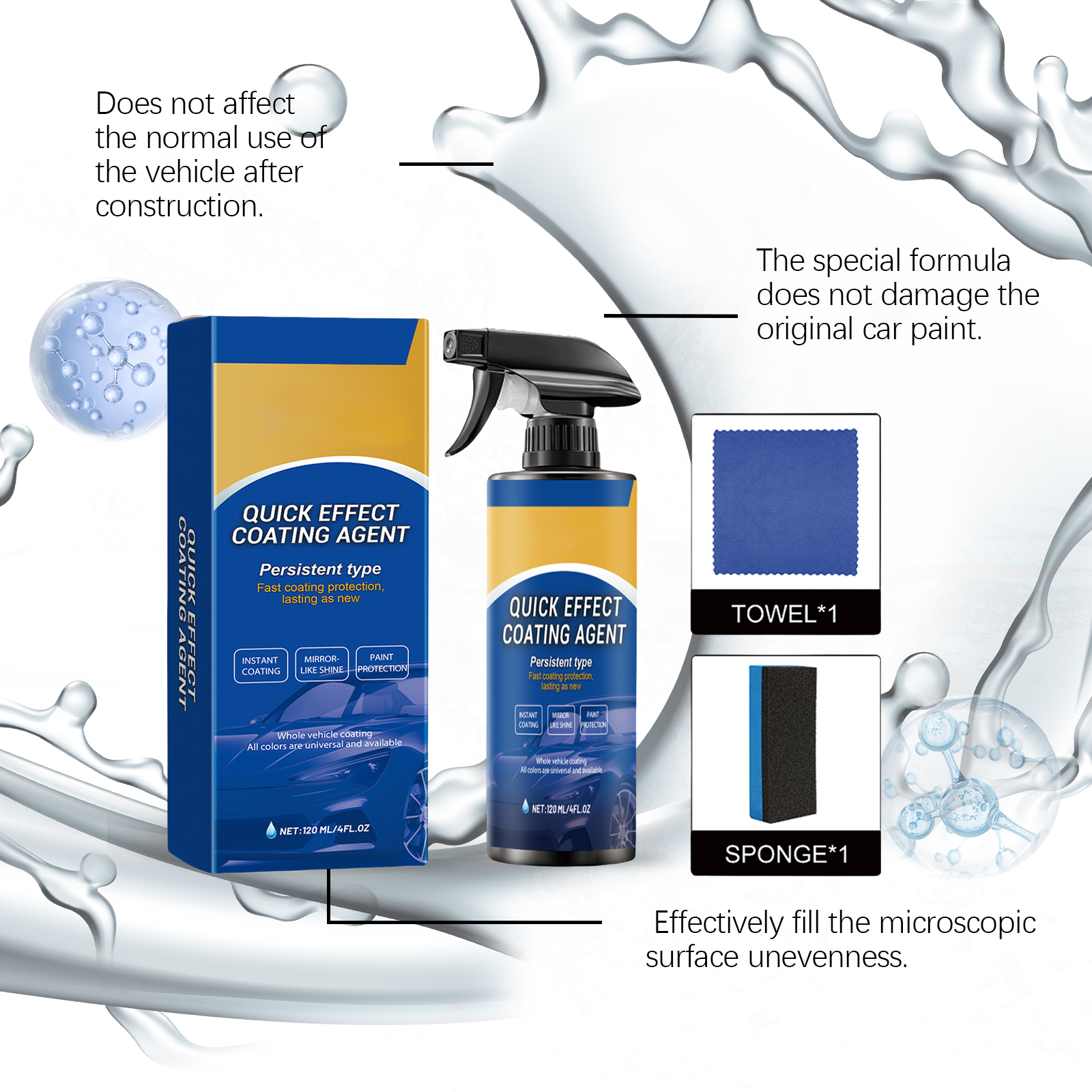 Car Coating Agent Paint Surface Coating Protection Maintenance Gloss Renovation Spray Automobile Care Supplies For Vehicle Exterior Surface