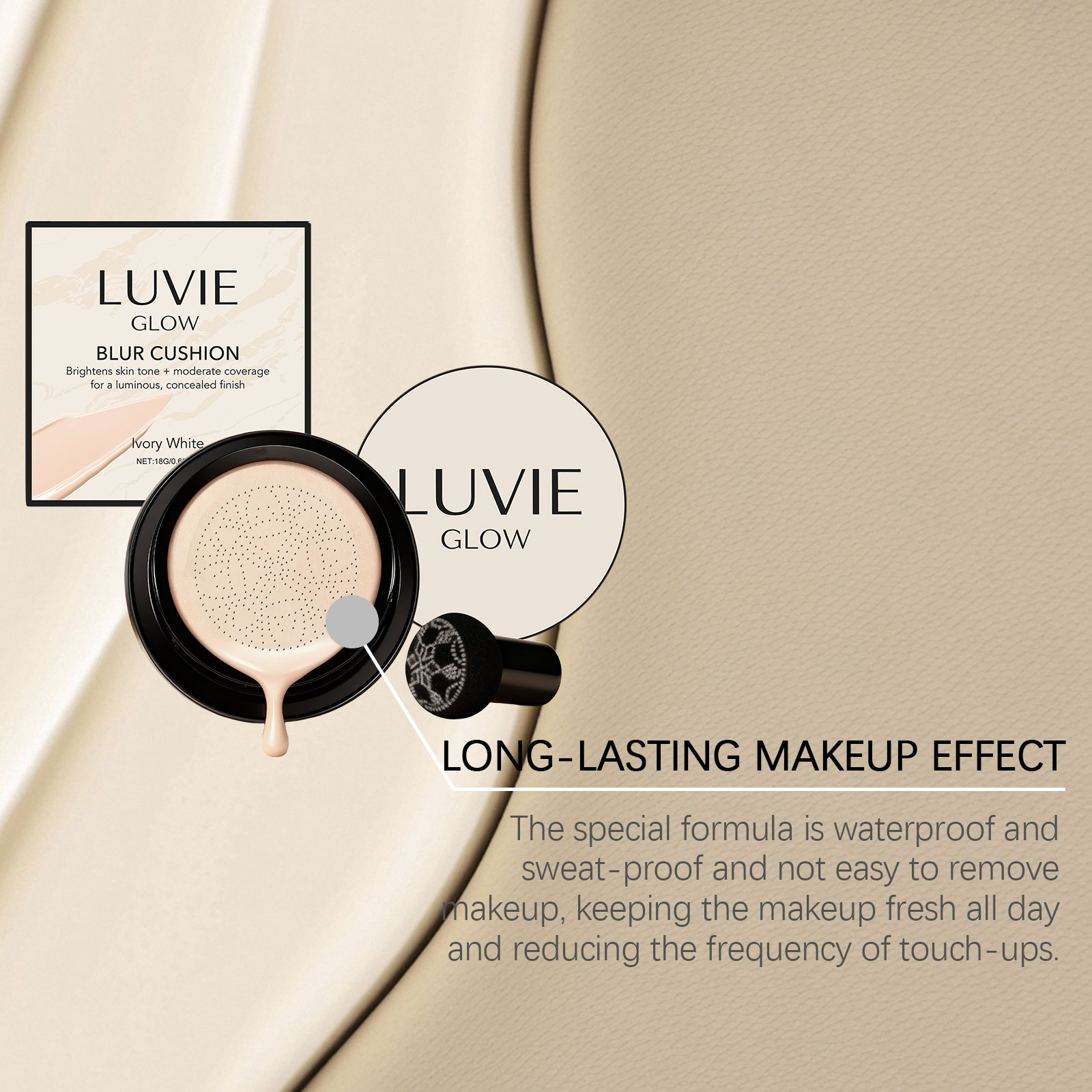 Brightening Flawless Cushion Cream Ivory White Multi Shade Bright Natural Conceal Light Hydrating Smooth Clear Facial Makeup