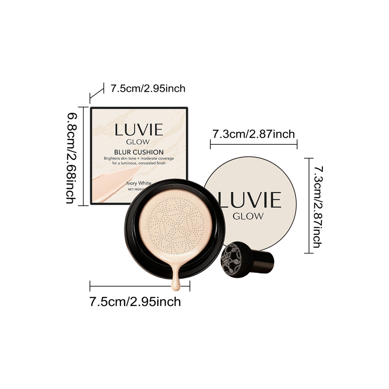 Brightening Flawless Cushion Cream Ivory White Multi Shade Bright Natural Conceal Light Hydrating Smooth Clear Facial Makeup