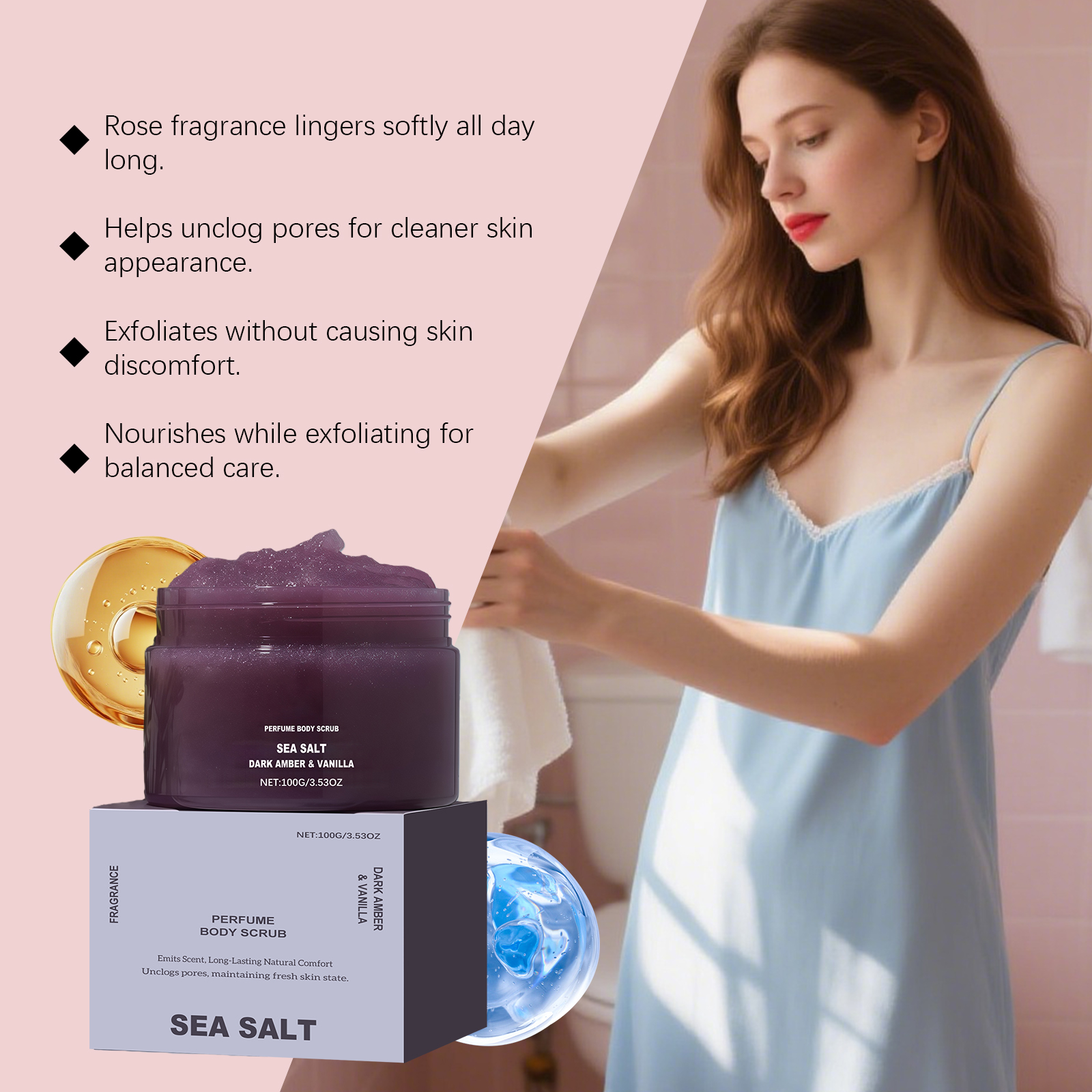 Amber Vanilla Scented Body Scrub Gentle Cleansing Soft Delicate Skin Care For Human Body Surface Tissue