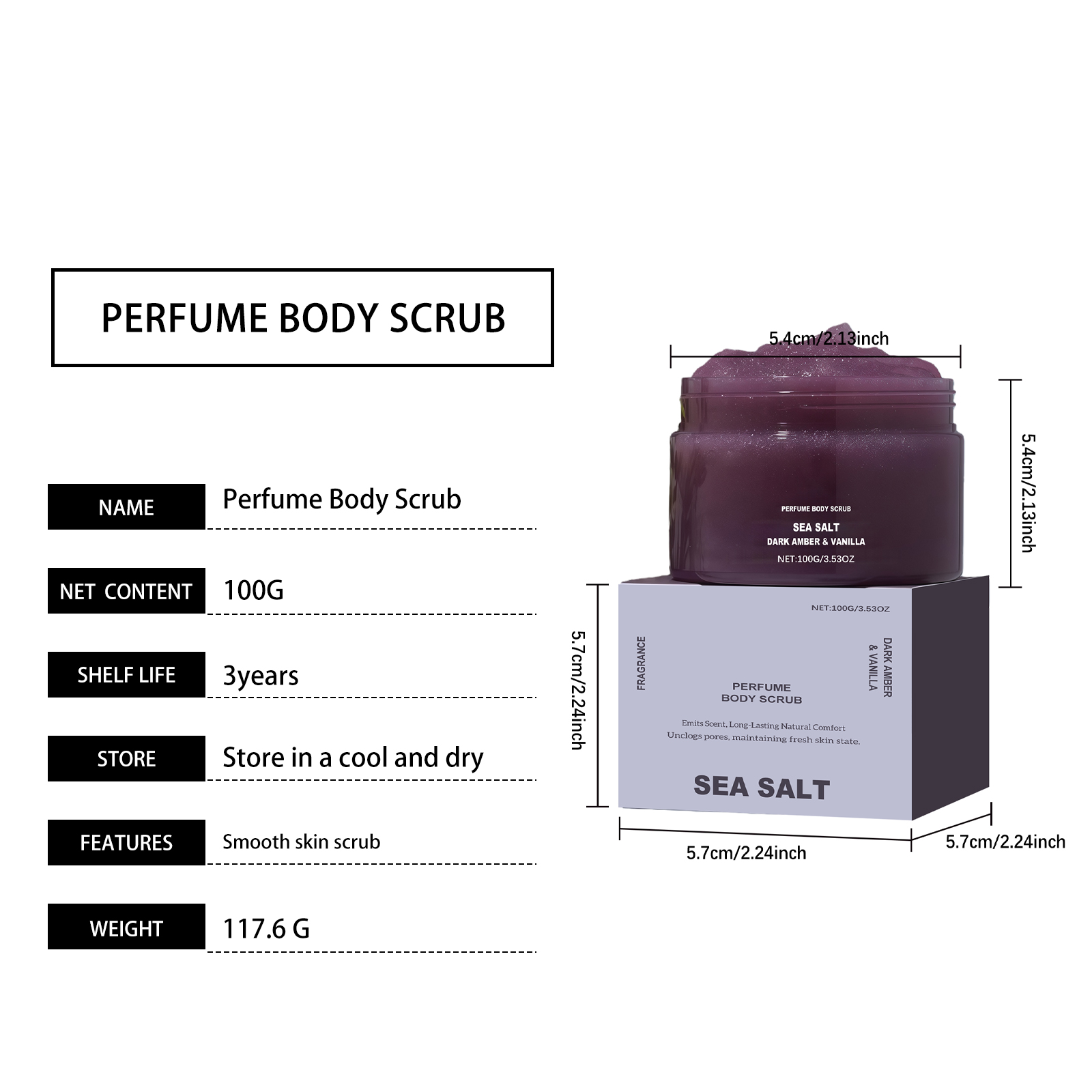 Amber Vanilla Scented Body Scrub Gentle Cleansing Soft Delicate Skin Care For Human Body Surface Tissue