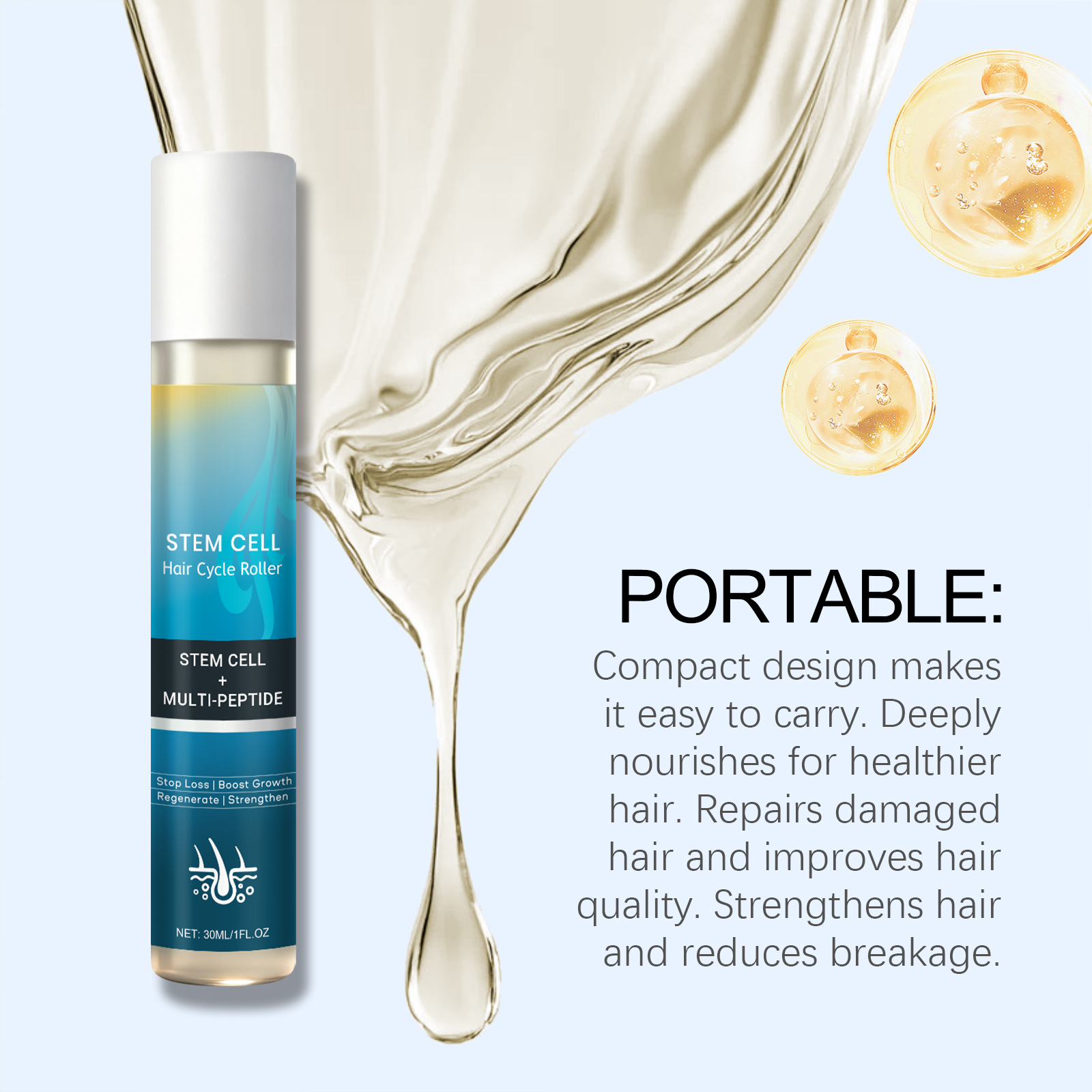 Hair Roller Essence Mild Nourish Soft Care Scalp Massage Daily Oil