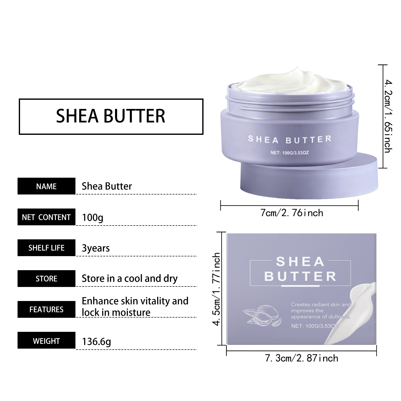 Shea Butter Moisturizing Cream Mild Nourishing Hydrating Soft Refreshing Daily Skin Care Protect Facial Skin