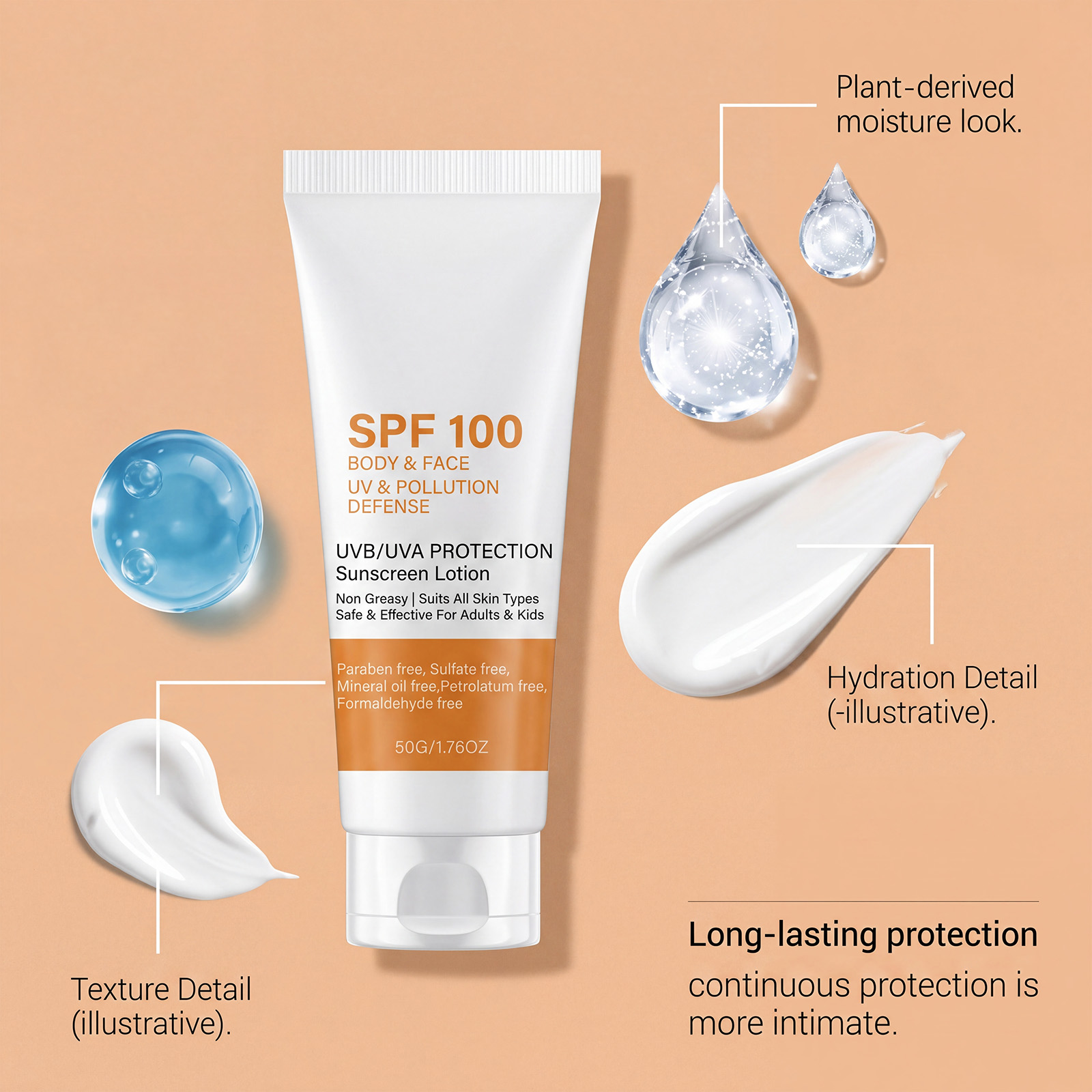 Moisturizing Protection Cream Summer Outdoor Light Coverage Soft Skin Mild Ingredients Glossy Nourishing Face