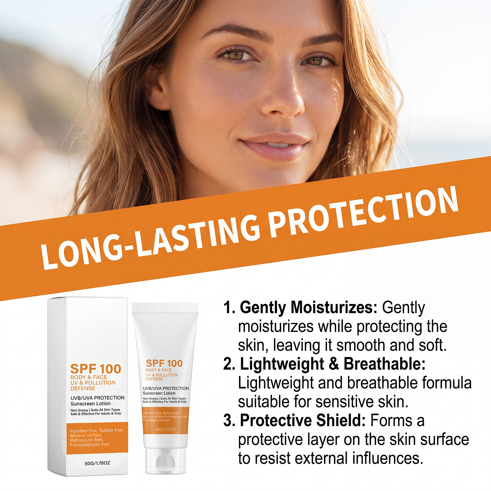 Moisturizing Protection Cream Summer Outdoor Light Coverage Soft Skin Mild Ingredients Glossy Nourishing Face
