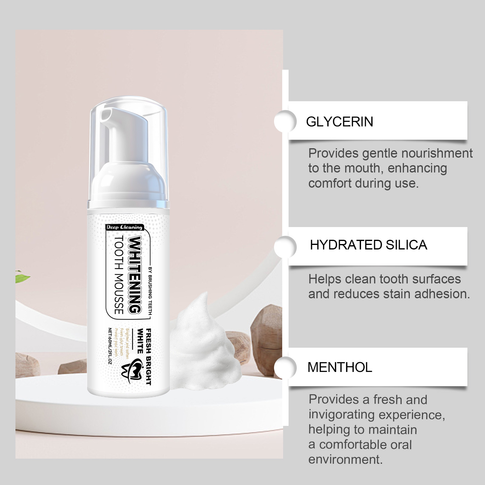 Fresh Toothpaste Mousse Gentle Daily Cleansing Teeth Care Convenient Press Type Dental Cleansing Foam