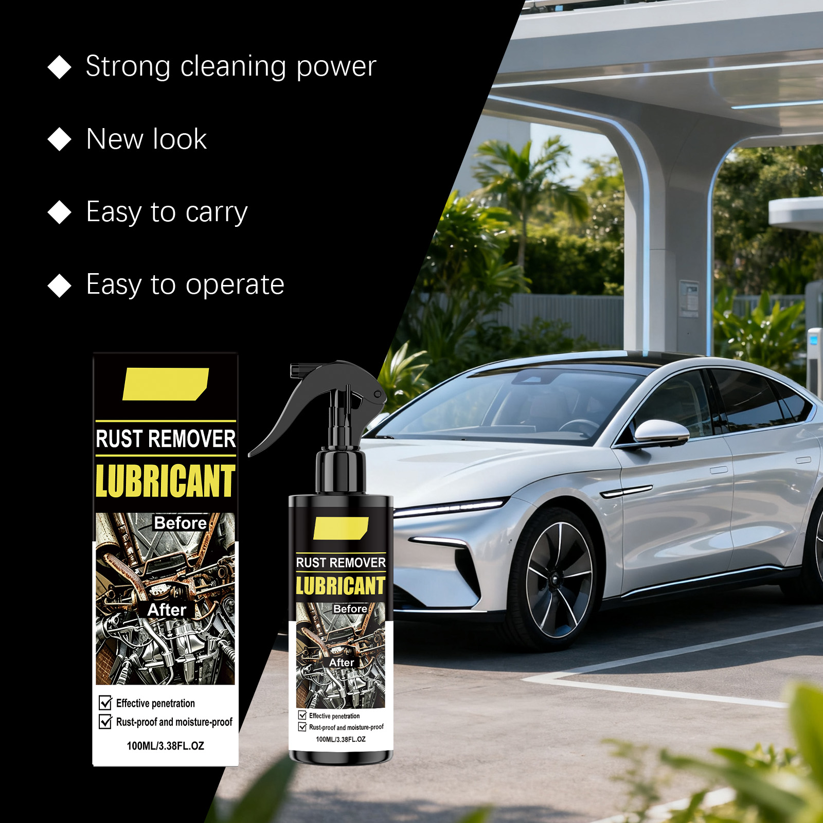 RustRemover Penetrating Decomposing Rust Forming Film Protection Multi Metal Applicable Spray Easy Use Hydrophobic Weatherproof Cleaner