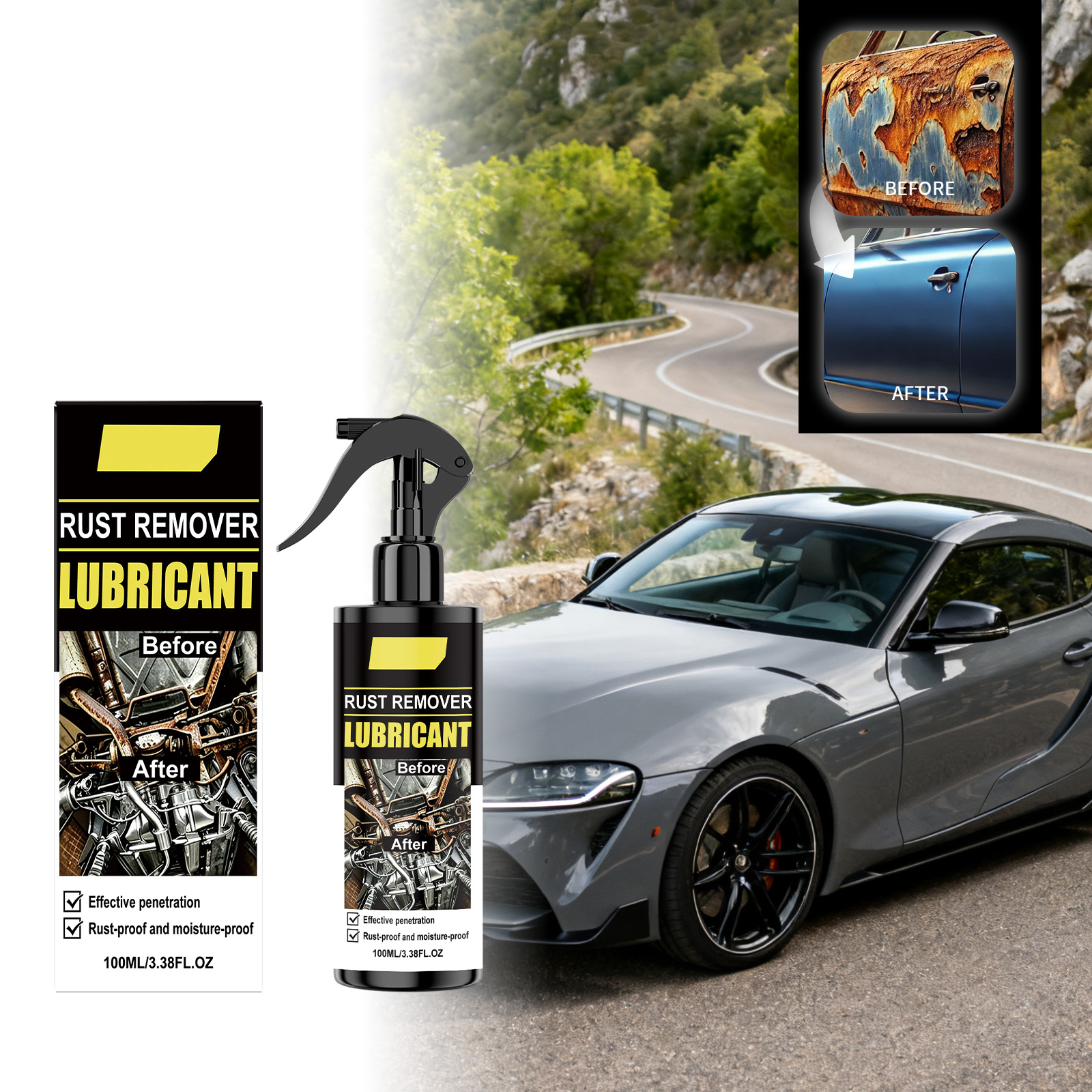 RustRemover Penetrating Decomposing Rust Forming Film Protection Multi Metal Applicable Spray Easy Use Hydrophobic Weatherproof Cleaner