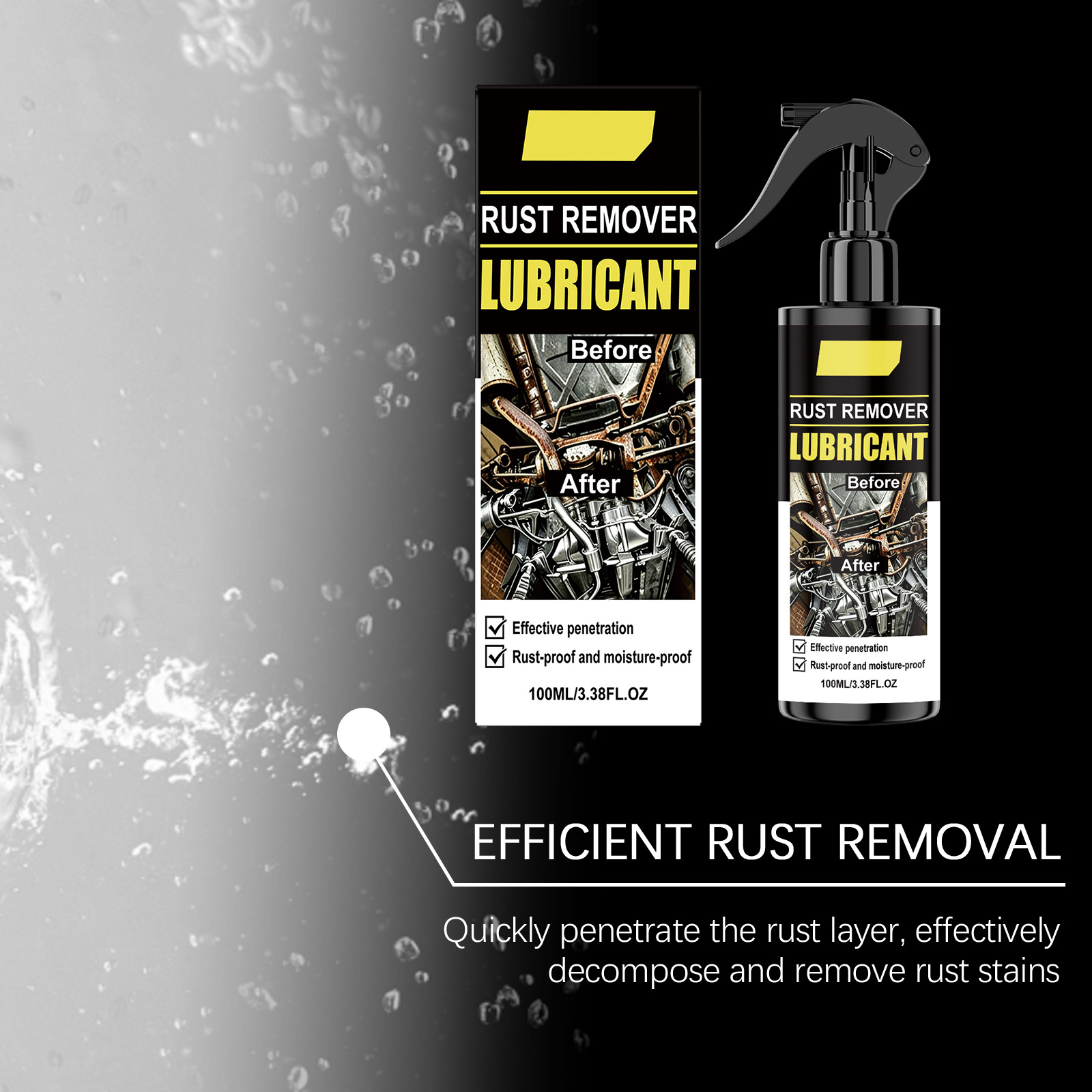 RustRemover Penetrating Decomposing Rust Forming Film Protection Multi Metal Applicable Spray Easy Use Hydrophobic Weatherproof Cleaner