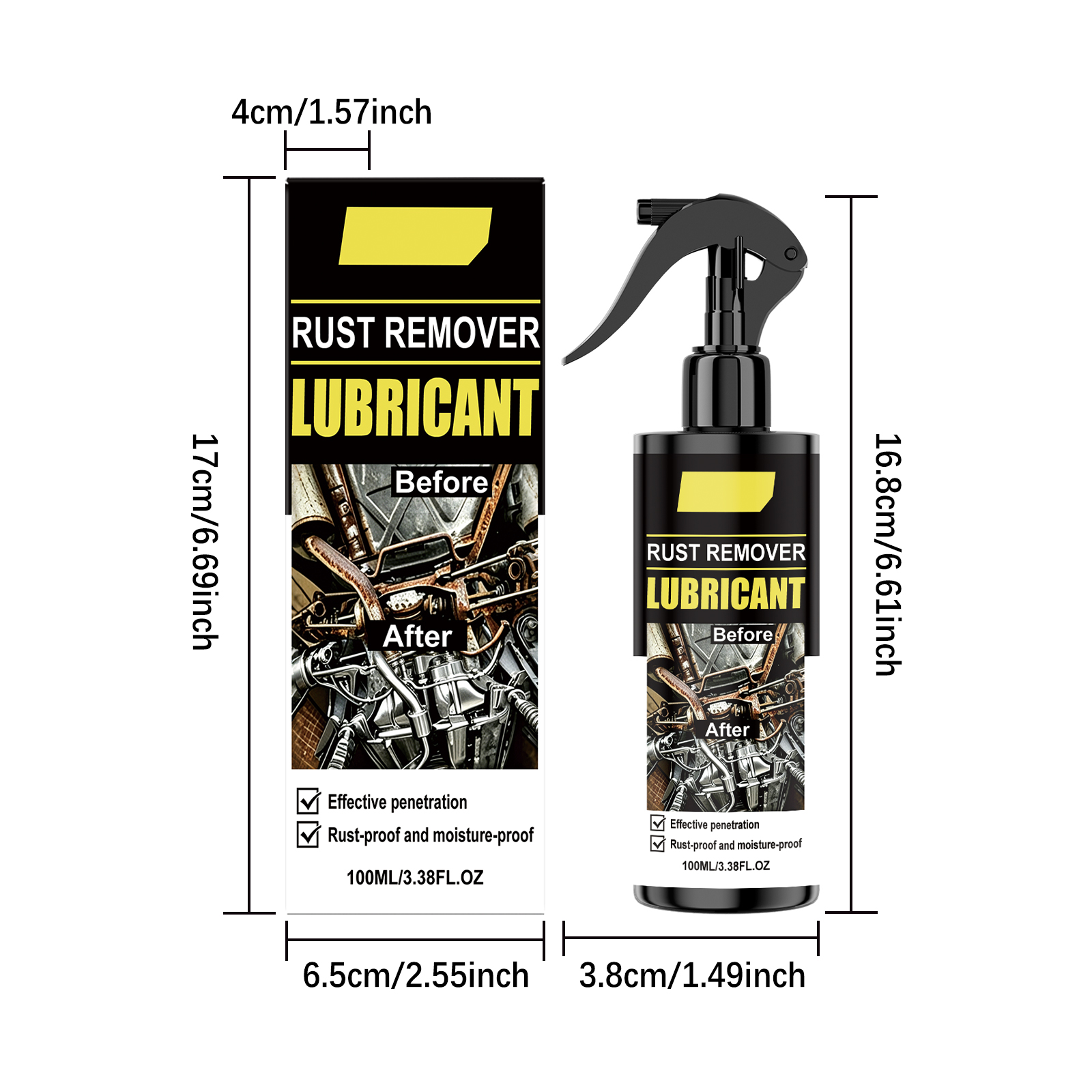 RustRemover Penetrating Decomposing Rust Forming Film Protection Multi Metal Applicable Spray Easy Use Hydrophobic Weatherproof Cleaner