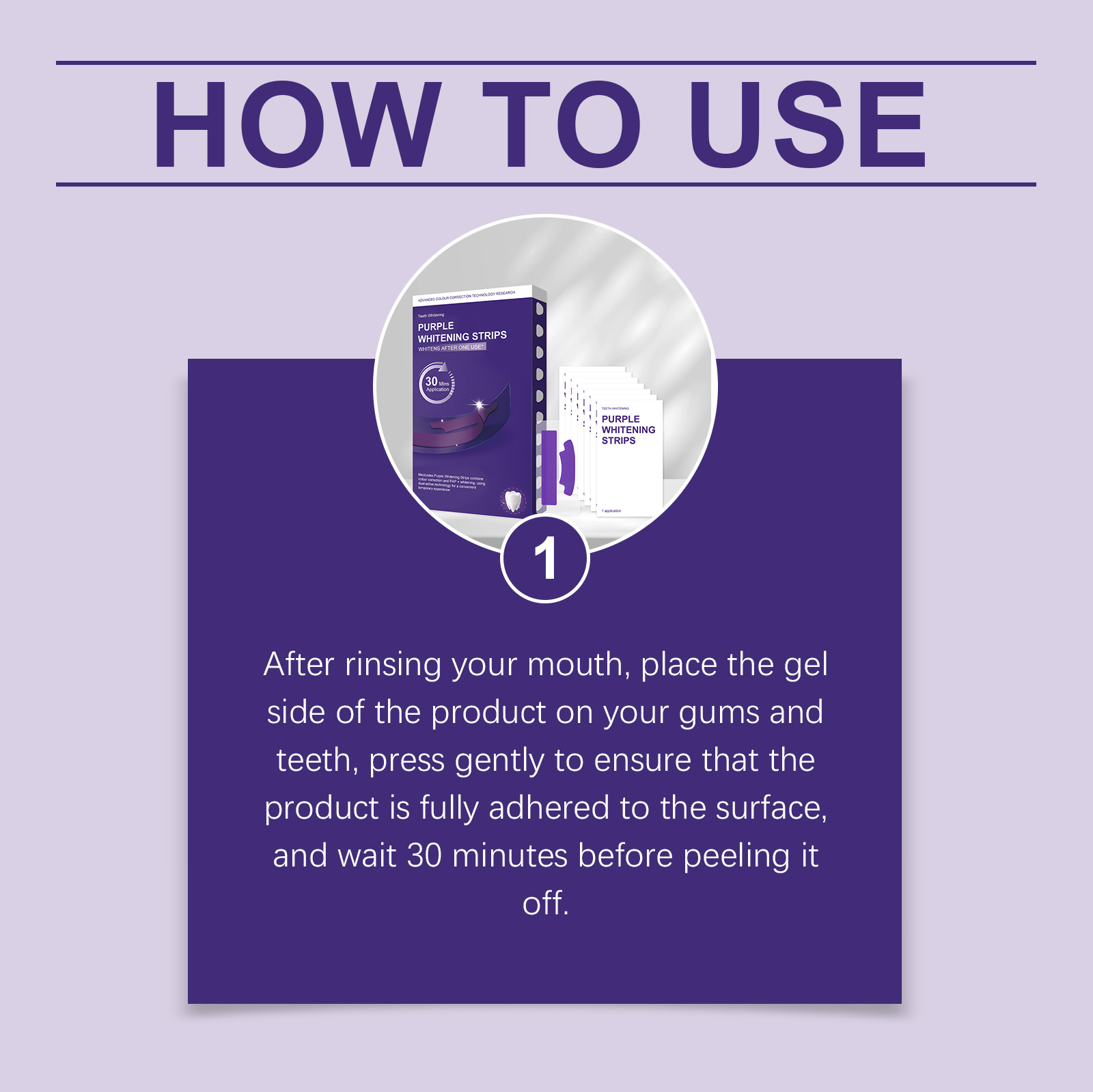 Purple Brightening Stain‑removing Teeth Strips Gentle Ingredients Nourish Teeth Clean Glossy Fresh Oral Convenient Dental Care