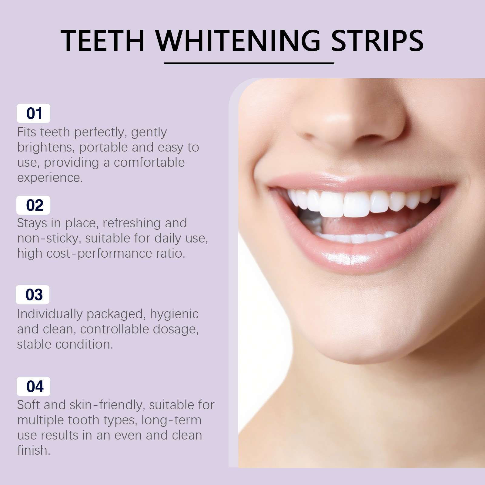 Purple Brightening Stain‑removing Teeth Strips Gentle Ingredients Nourish Teeth Clean Glossy Fresh Oral Convenient Dental Care
