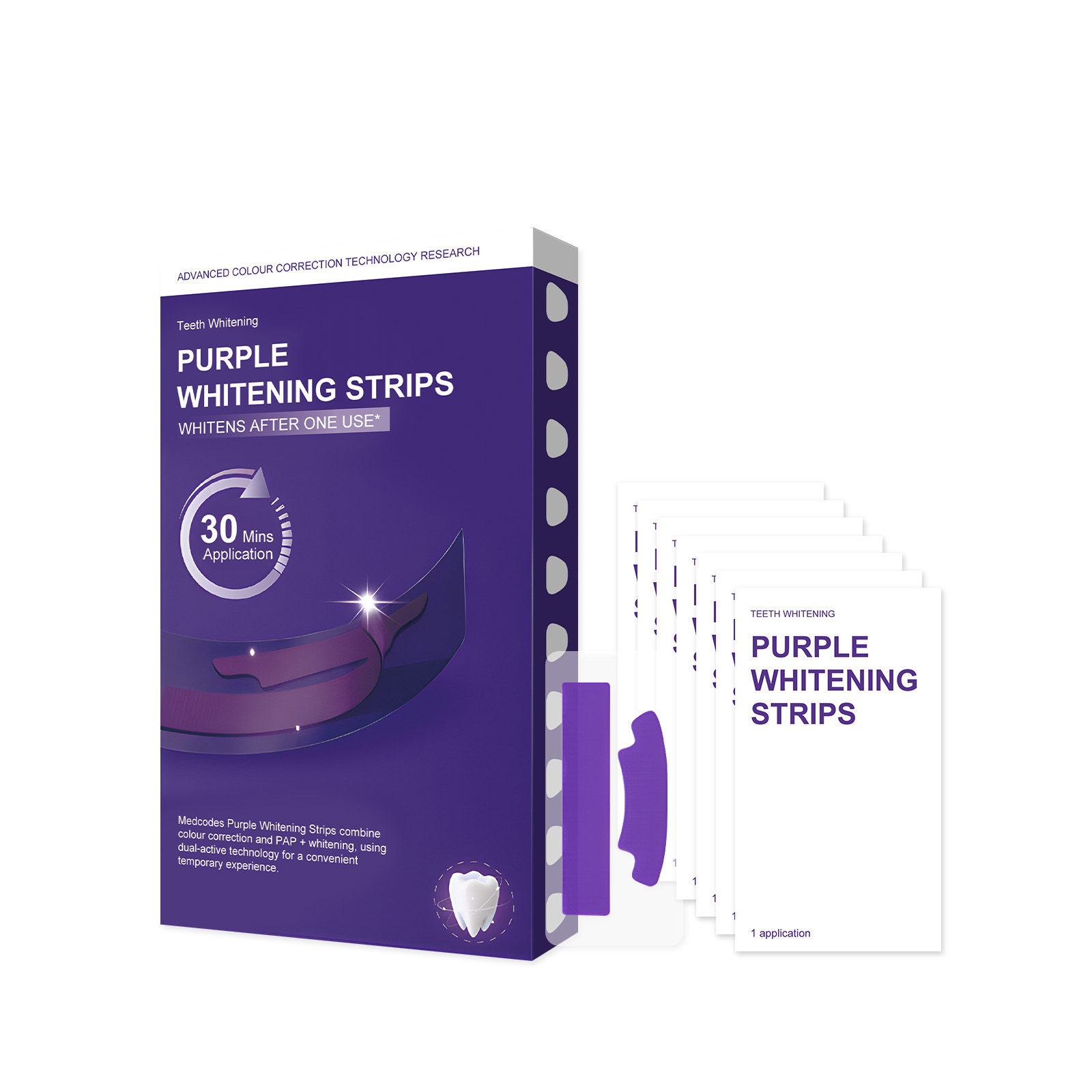 Purple Brightening Stain‑removing Teeth Strips Gentle Ingredients Nourish Teeth Clean Glossy Fresh Oral Convenient Dental Care