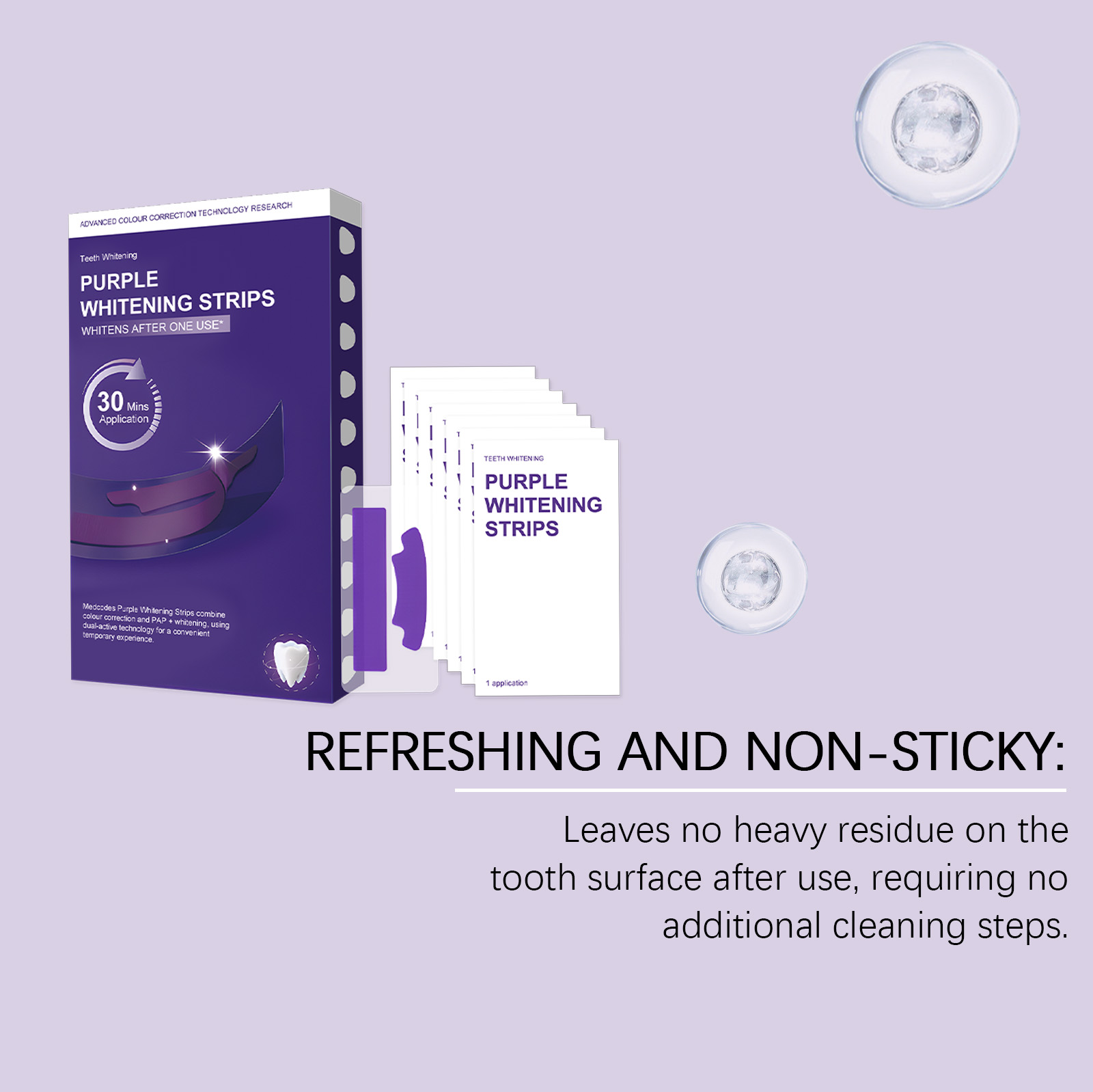 Purple Brightening Stain‑removing Teeth Strips Gentle Ingredients Nourish Teeth Clean Glossy Fresh Oral Convenient Dental Care