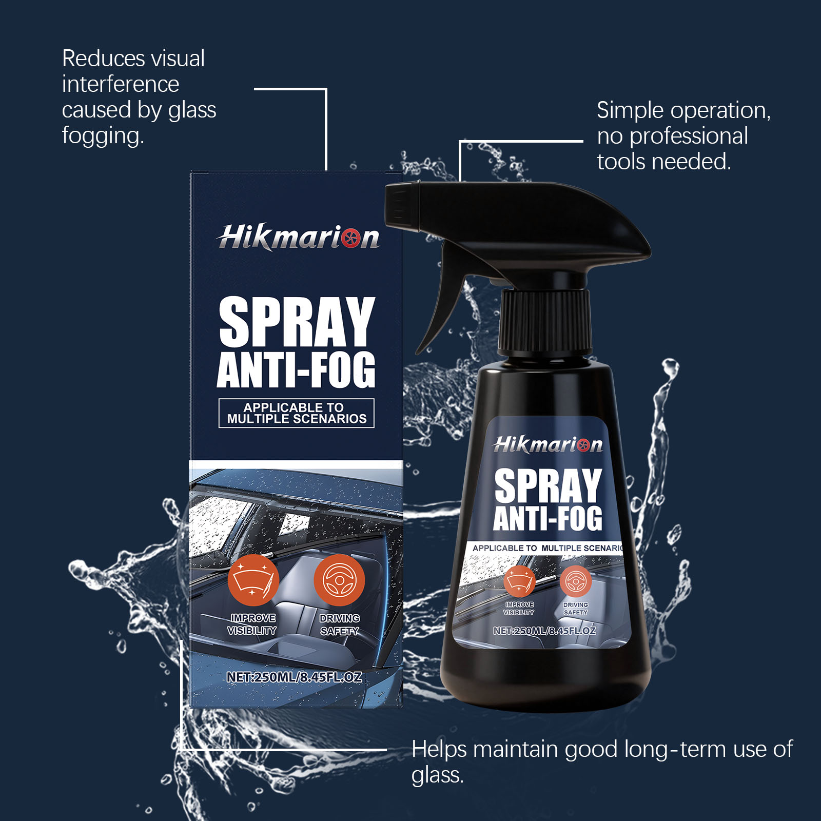 Car Anti Fog Spray Clear Windows In Rainy Days Windshield Rearview Mirror Water