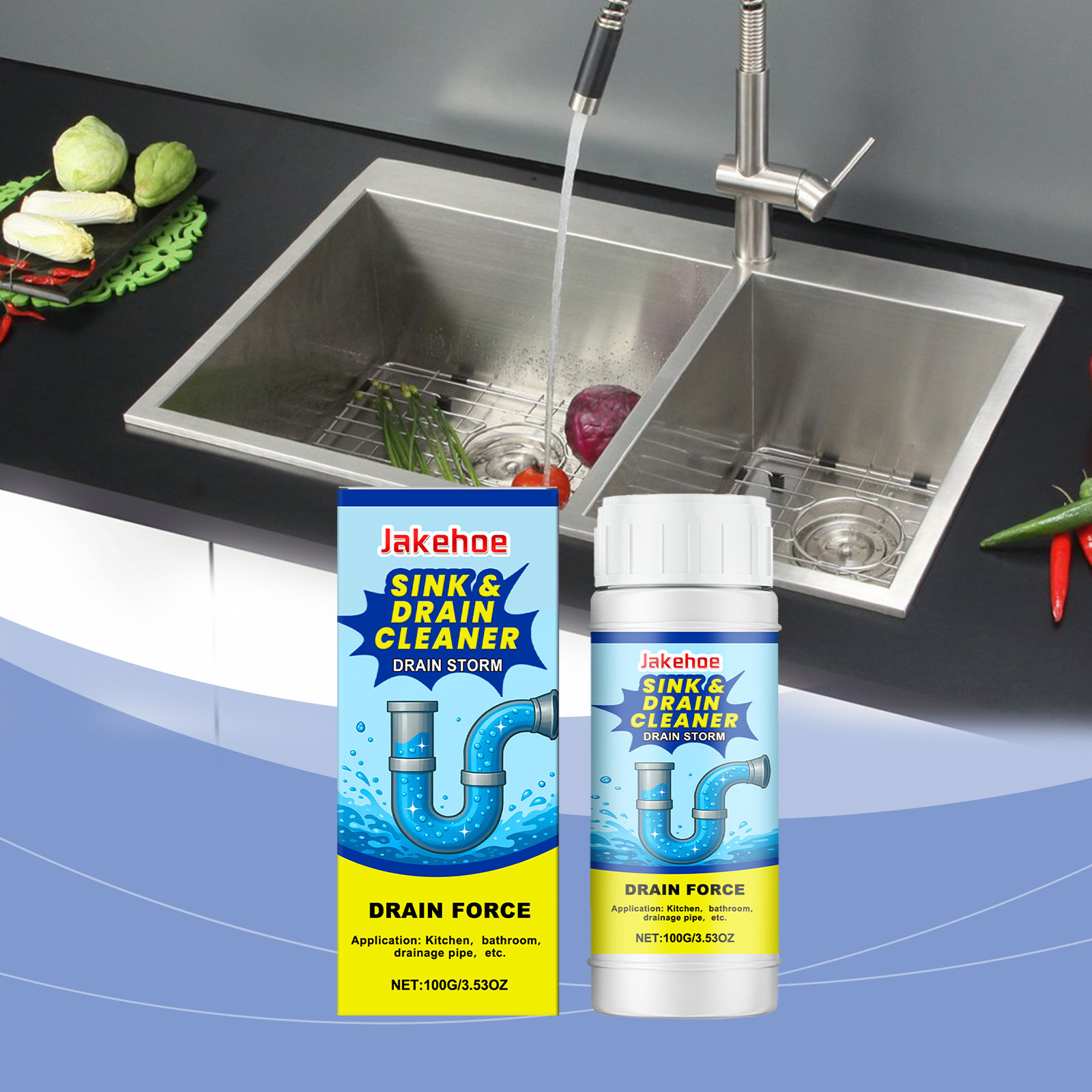 Drain Pipe Unclogger Cleaner For Kitchen Sink Toilet Sewer Clog Odor Removal
