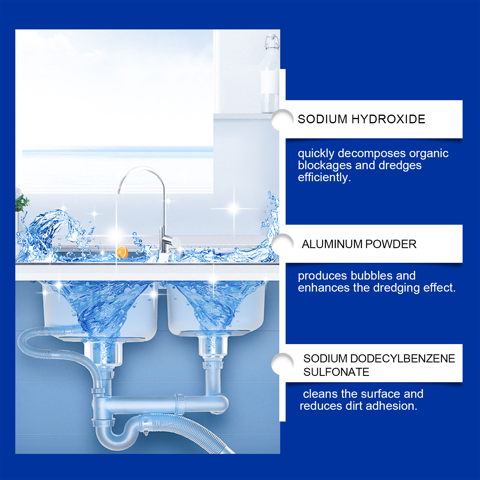 Drain Pipe Unclogger Cleaner For Kitchen Sink Toilet Sewer Clog Odor Removal
