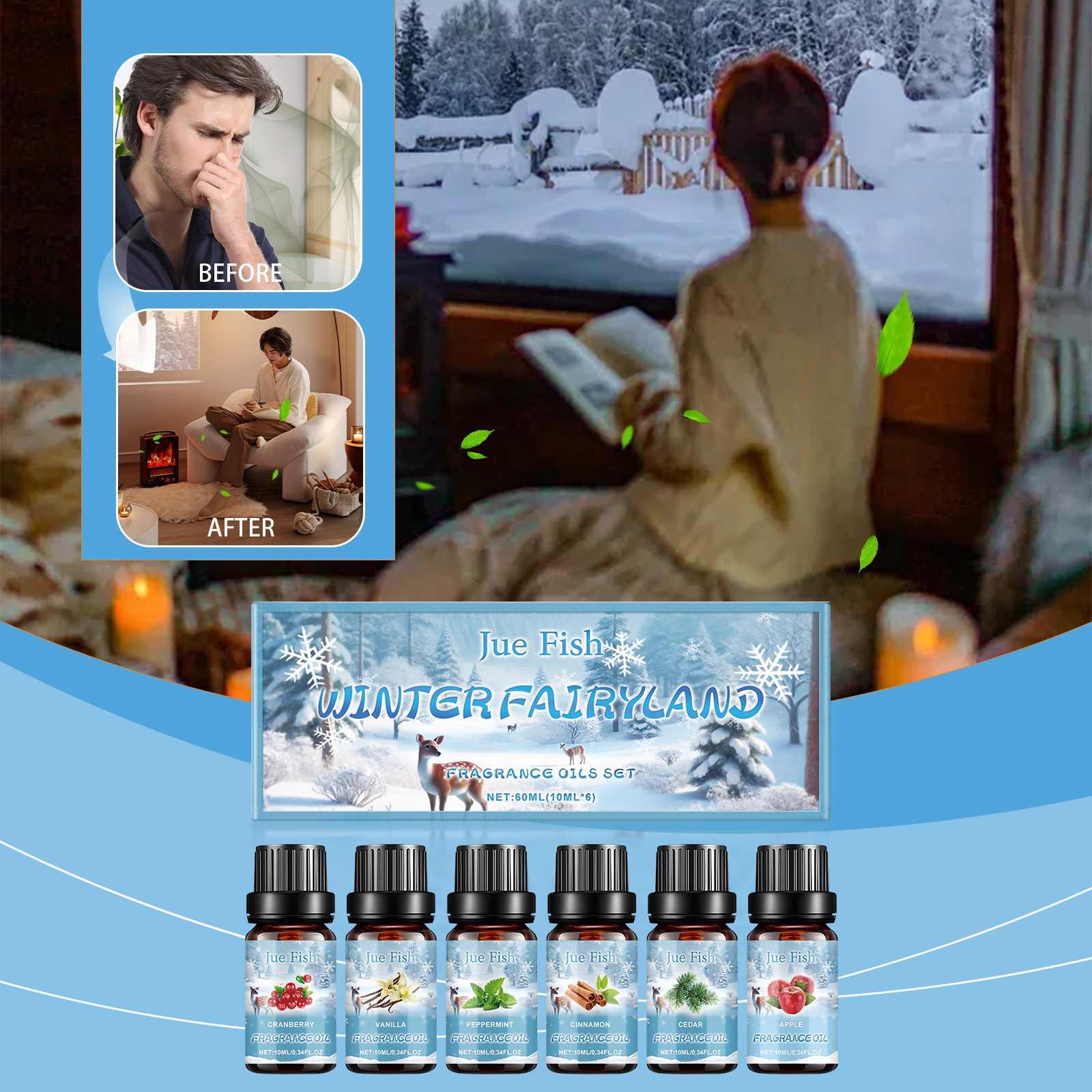 Winter Aroma Oil Set Humidifier Fragrance Essential Oil Freshen Air Warm Indoor Winter Space