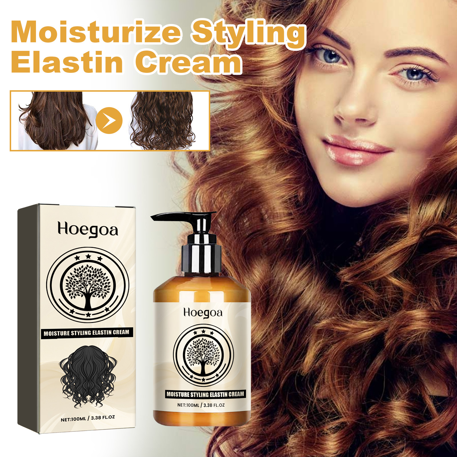Moroccan Curl Defining Cream Moisturizing Frizz Control For Natural Bouncy Shine Long Lasting Hold And Volumizing Care