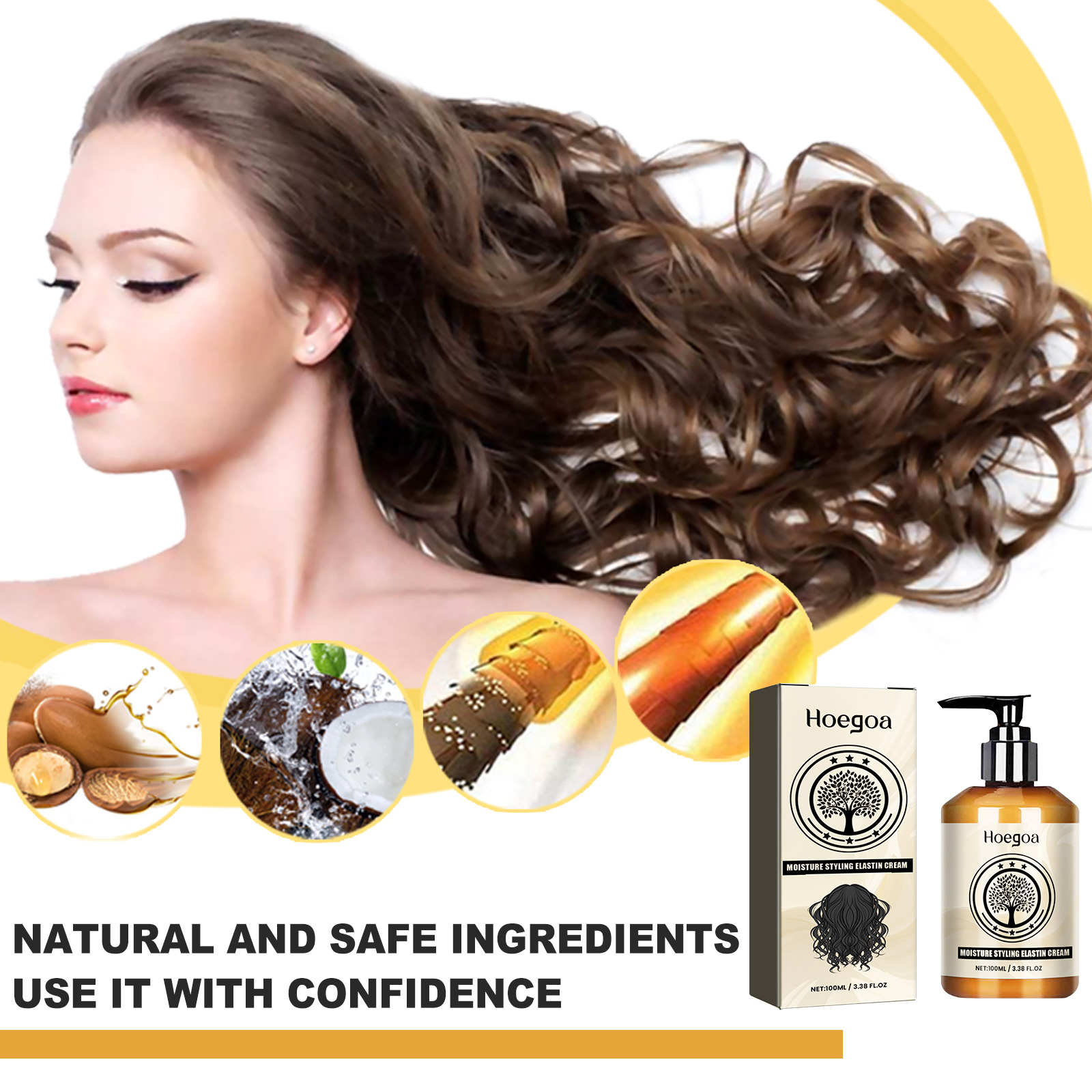 Moroccan Curl Defining Cream Moisturizing Frizz Control For Natural Bouncy Shine Long Lasting Hold And Volumizing Care