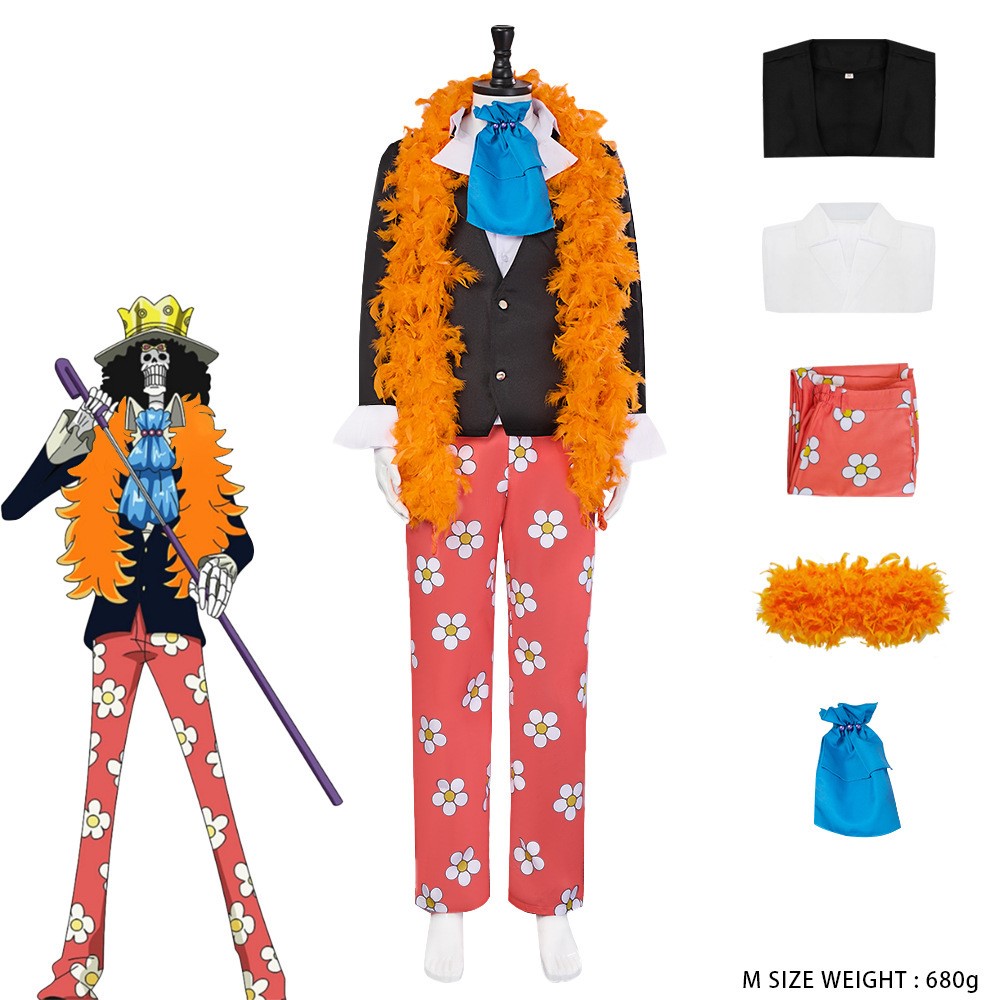 (XXXL) One Piece Brook Cosplay Costume Skull Flower Suit For Anime Convention Party Role Play And Stage Performance